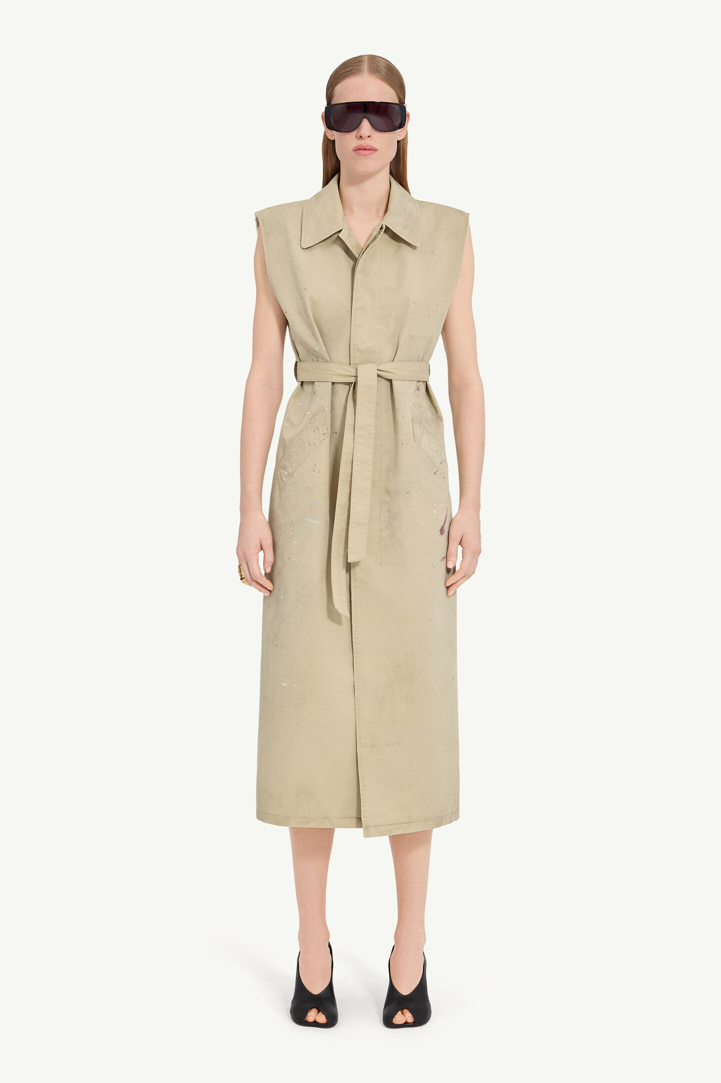 Brown Sleeveless Trench Coat | MM6 Official