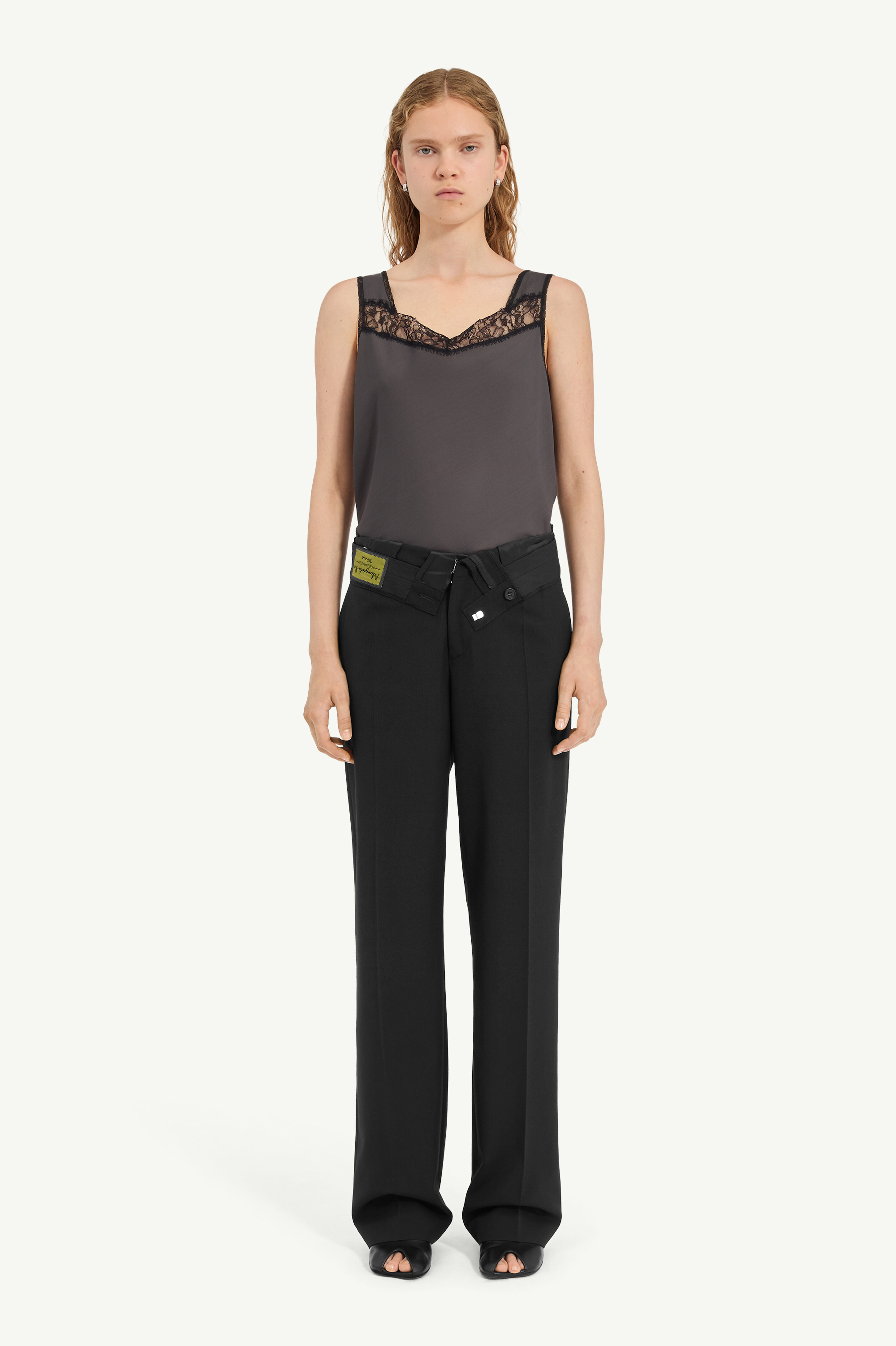 Reverse waistband trousers