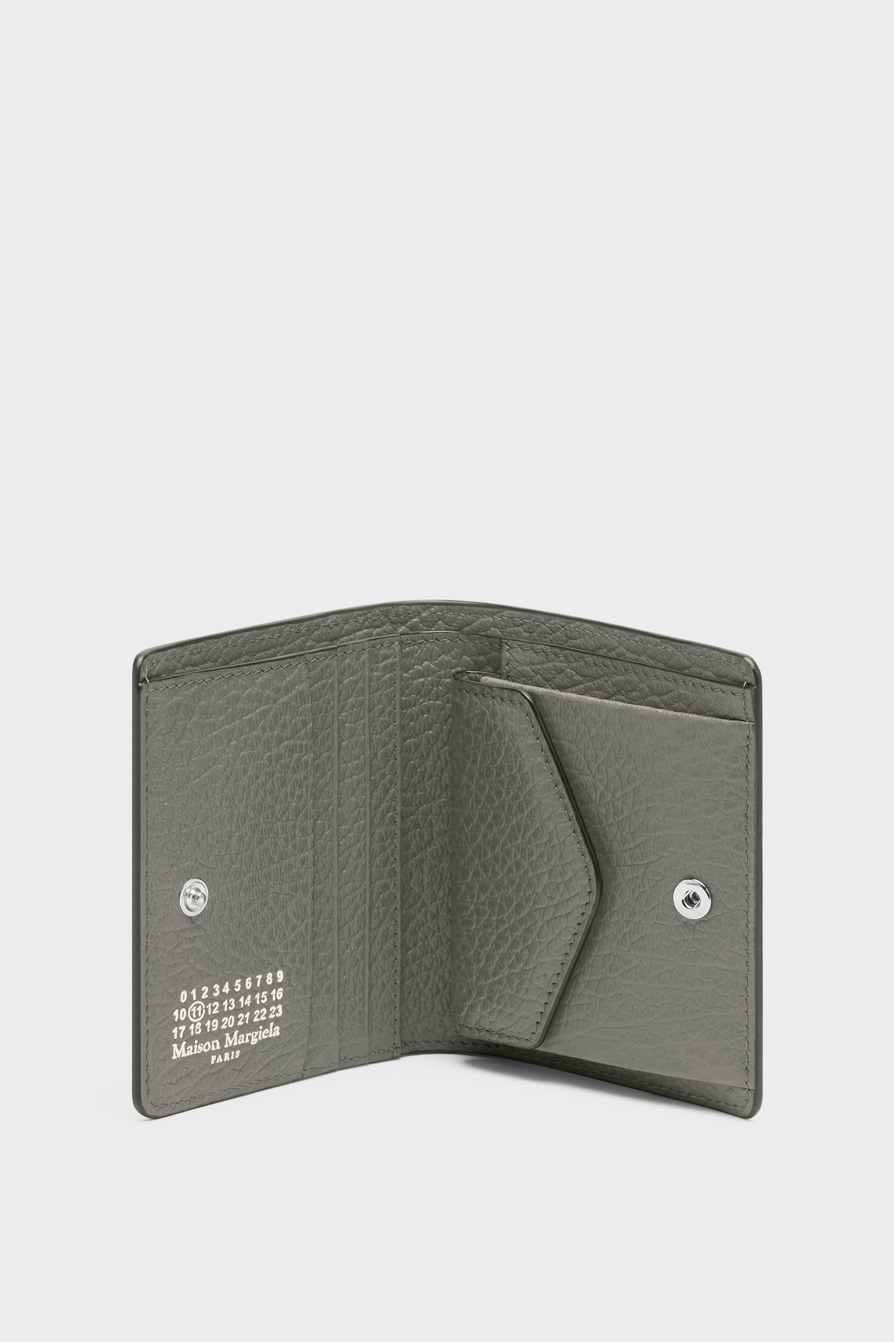 Gray 100% Leather Four Stitches Pocket Cardholder