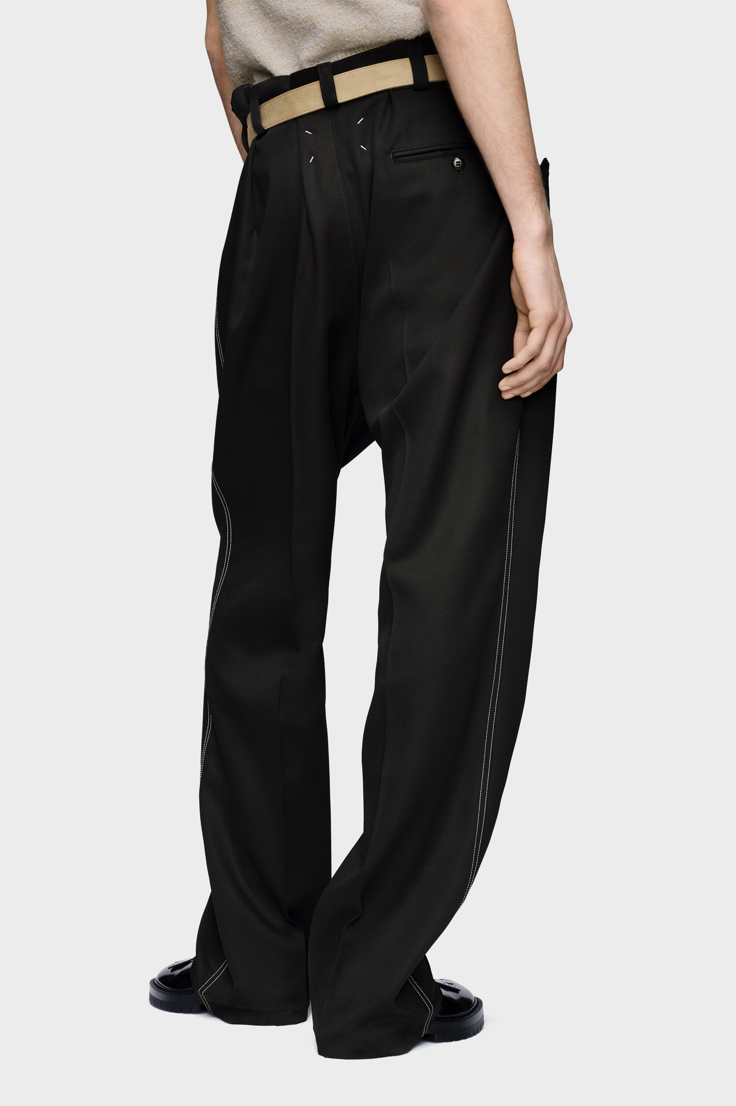 Men's Black Wool Minimal Trousers | Maison Margiela