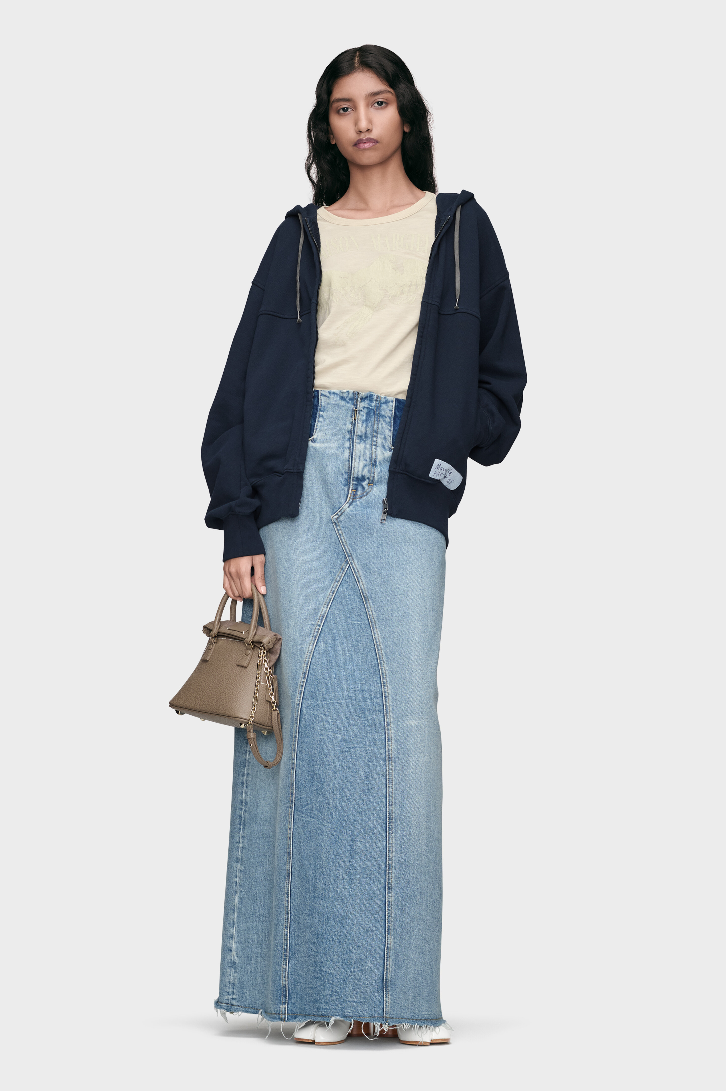 Blue Cotton Zip Hooded Sweatshirt | Maison Margiela Official