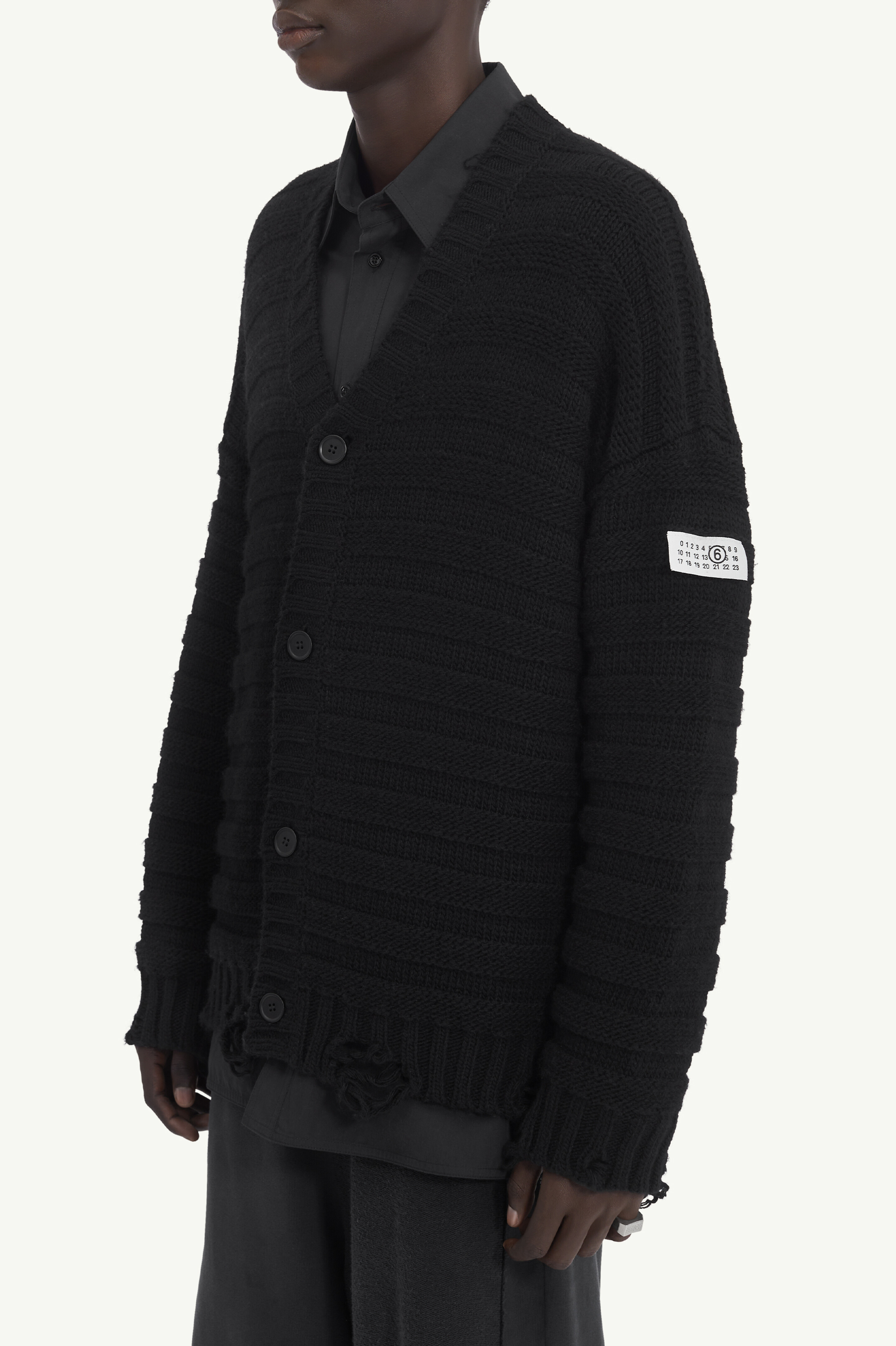 Black Knitted V-neck Wool Cardigan | Maison Margiela