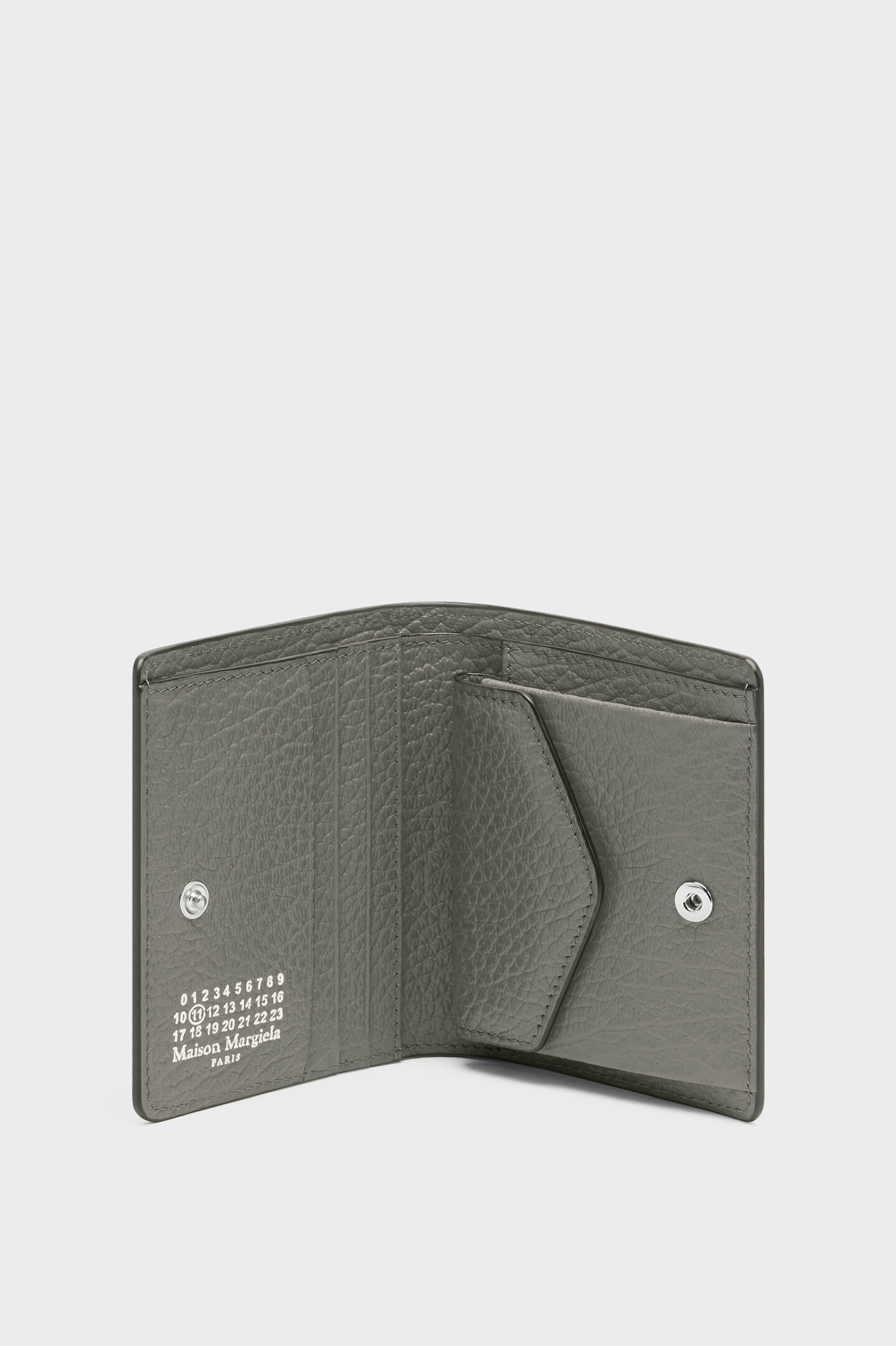 Gray 100% Leather Four Stitches Pocket Cardholder