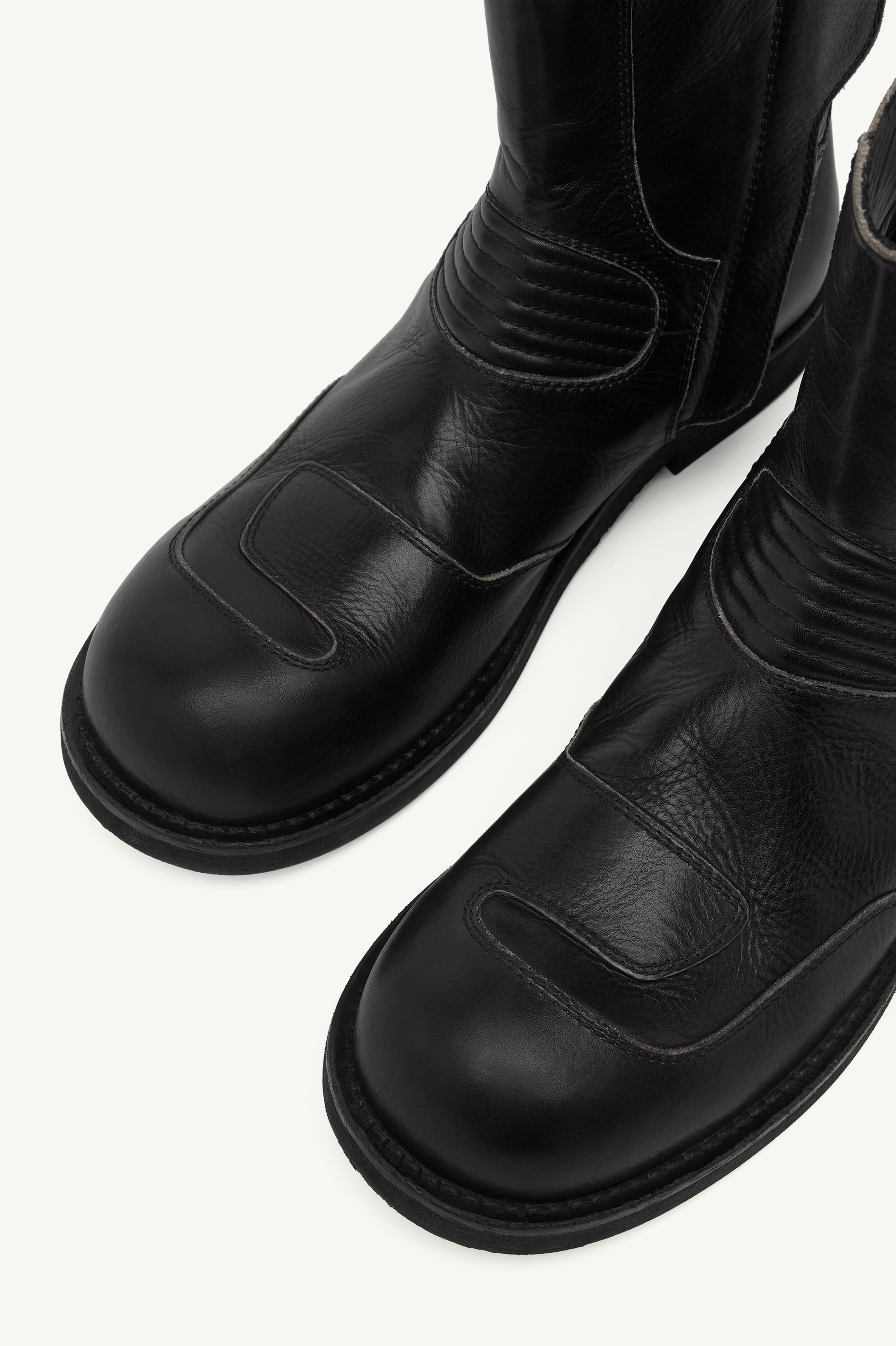 Men's Brown Calf Leather Biker Boots MM6 - Main Image