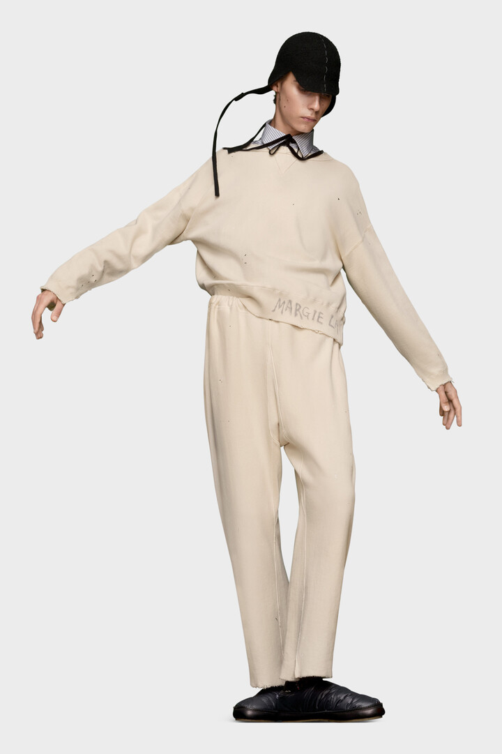 White Cotton Stretch Cut-Out Sweatpants | Maison Margiela