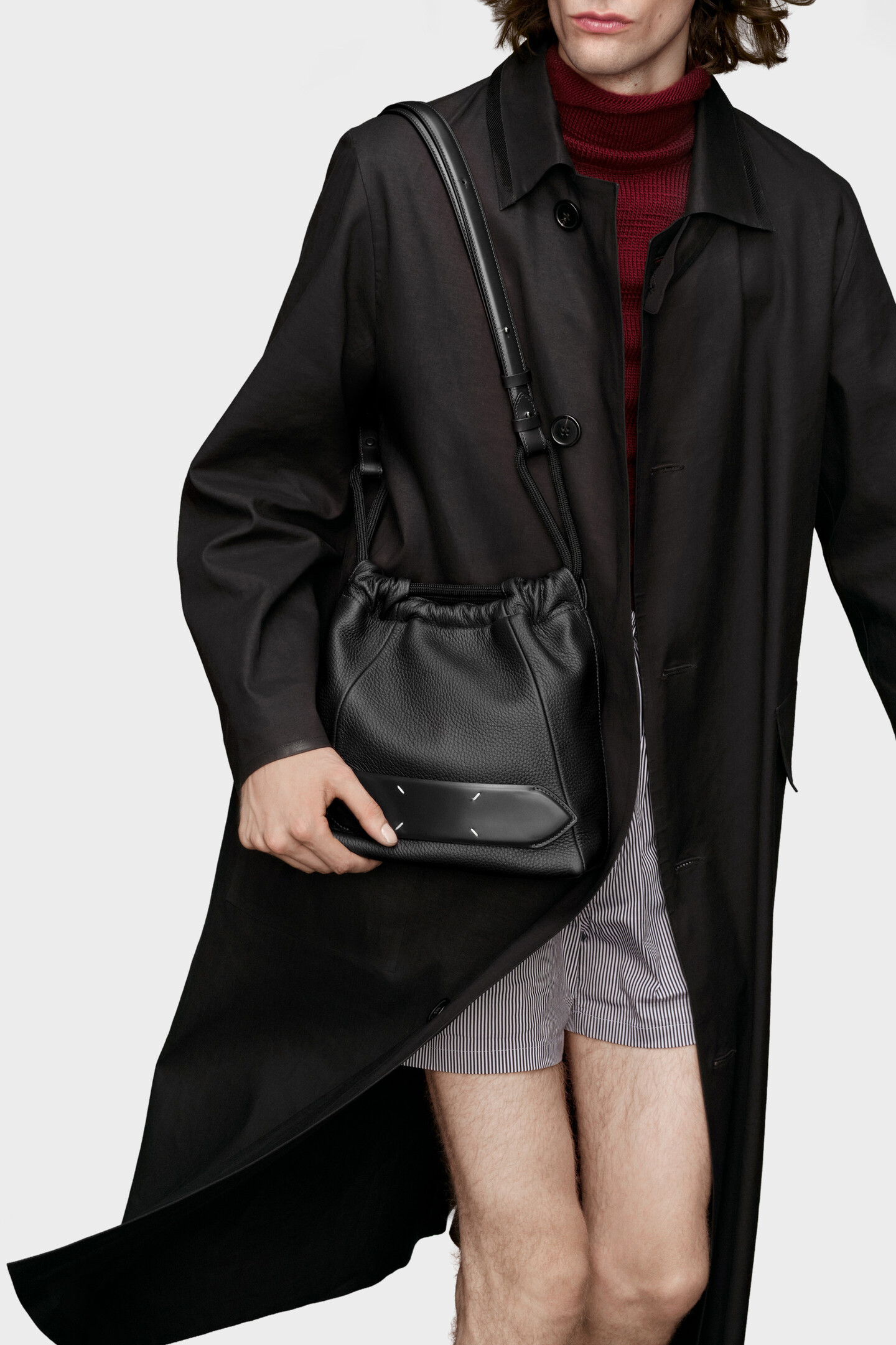 Black Soft Leather Drawstring 5AC Bag | Maison Margiela