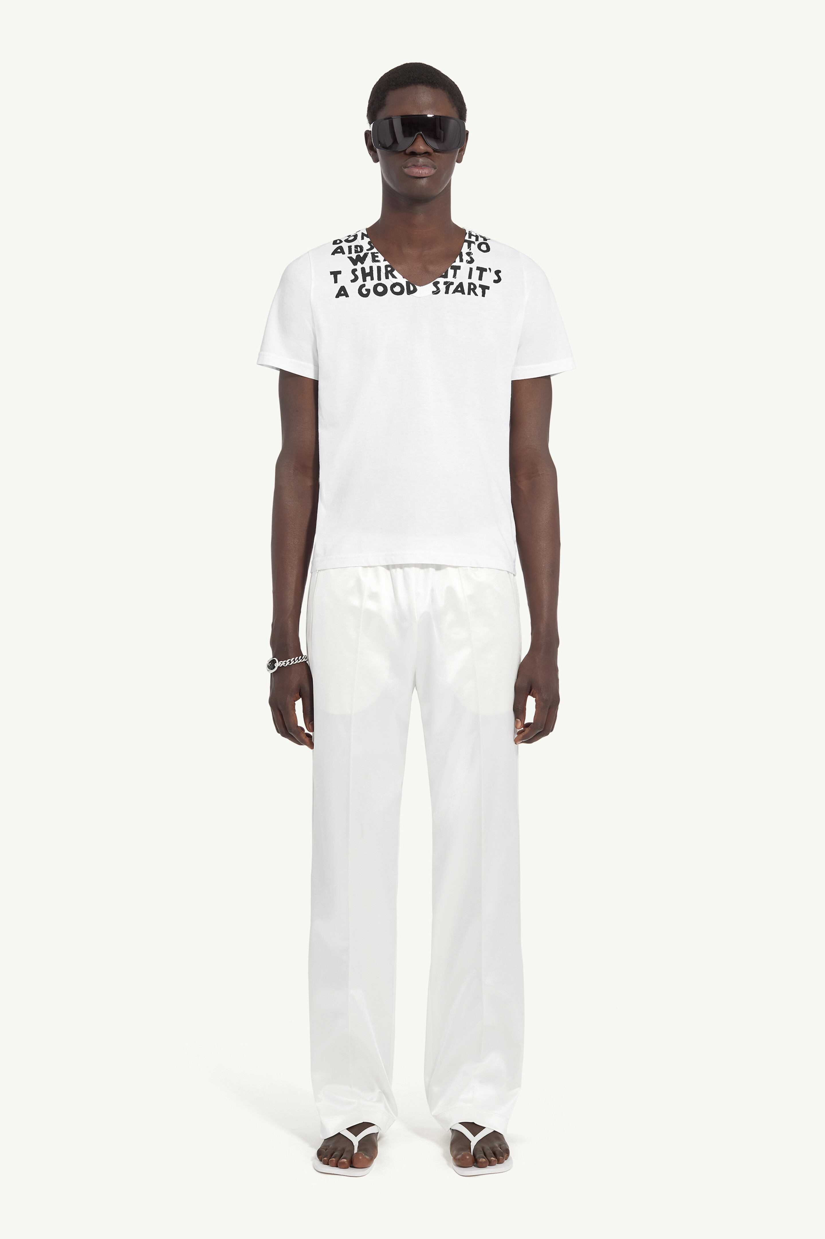maison margiela T-shirt col en V SIDA