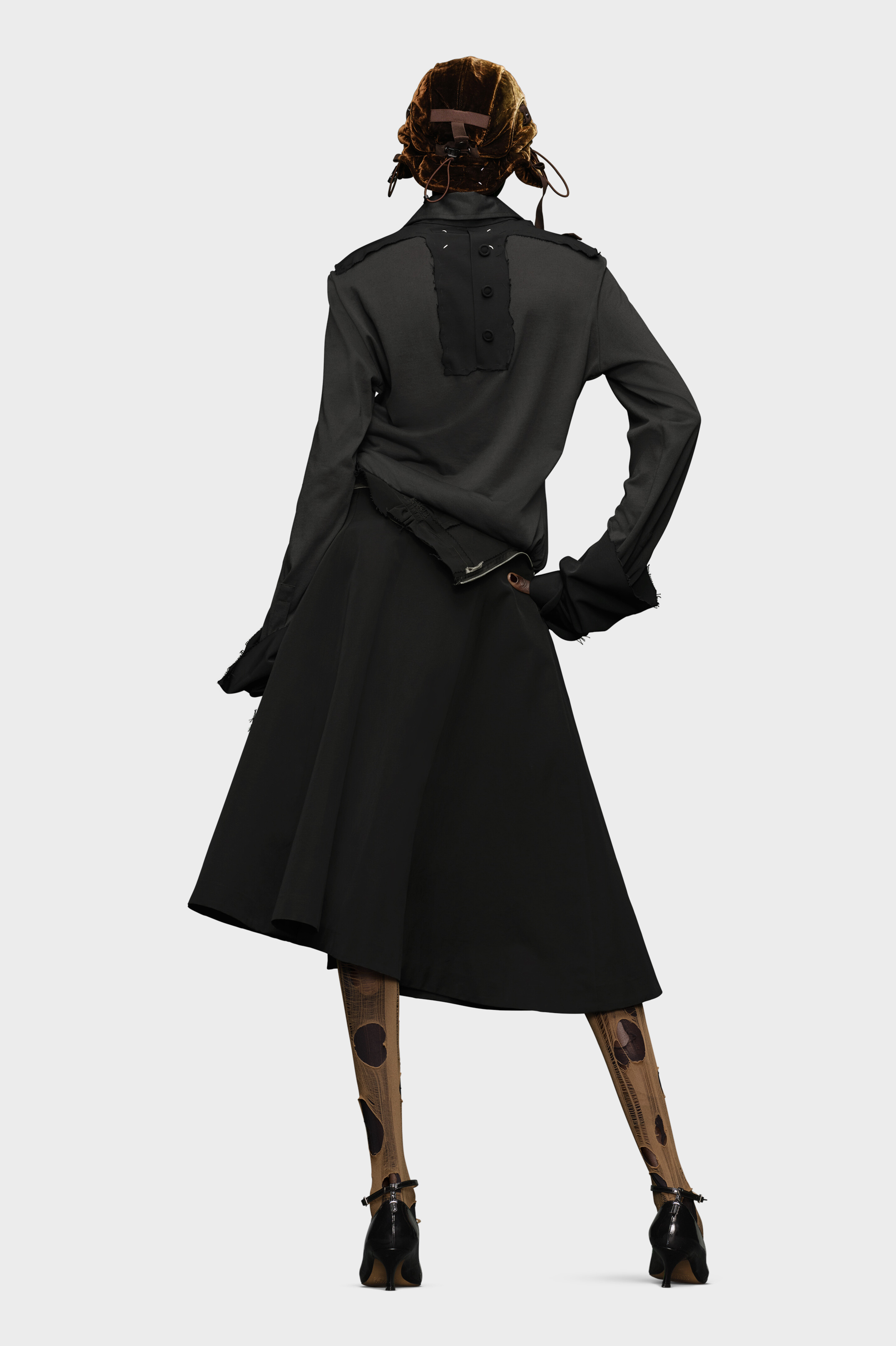 Black Long-sleeved Midi-shirt Dress | Maison Margiela