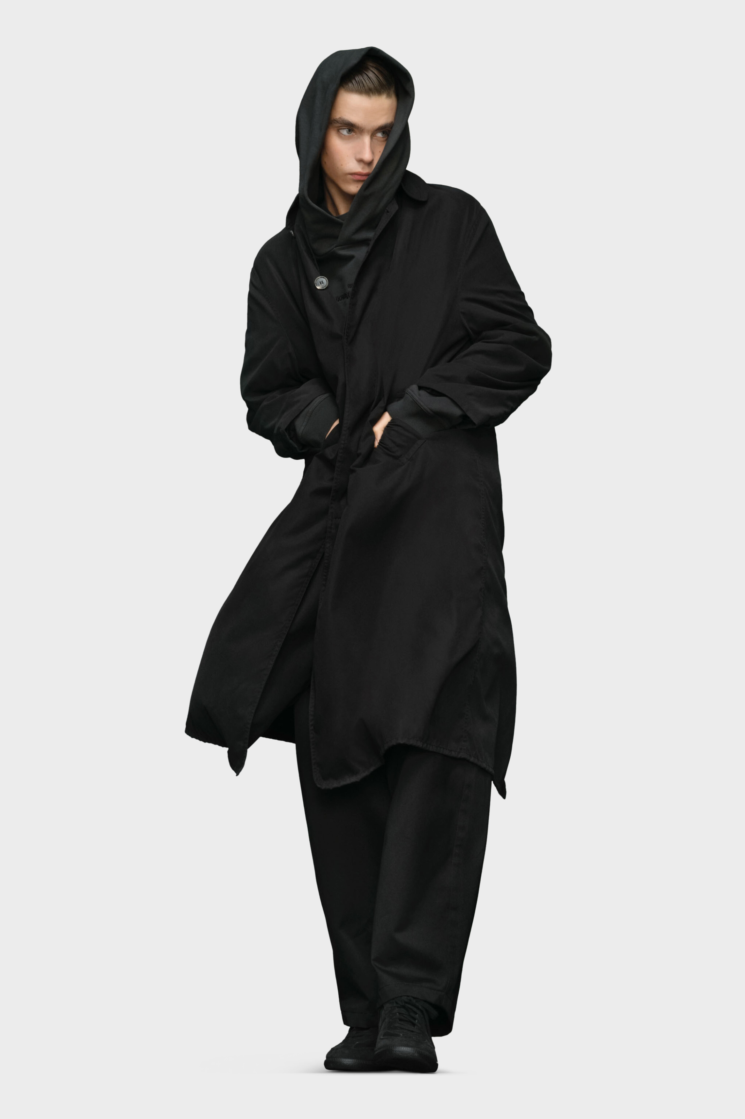 Black Cotton Calf-length Trench Coat | Maison Margiela