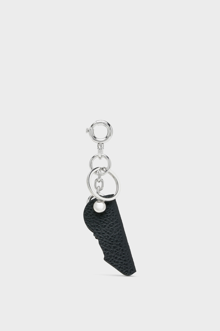 Black Leather Logo Leather Keyring | Maison Margiela