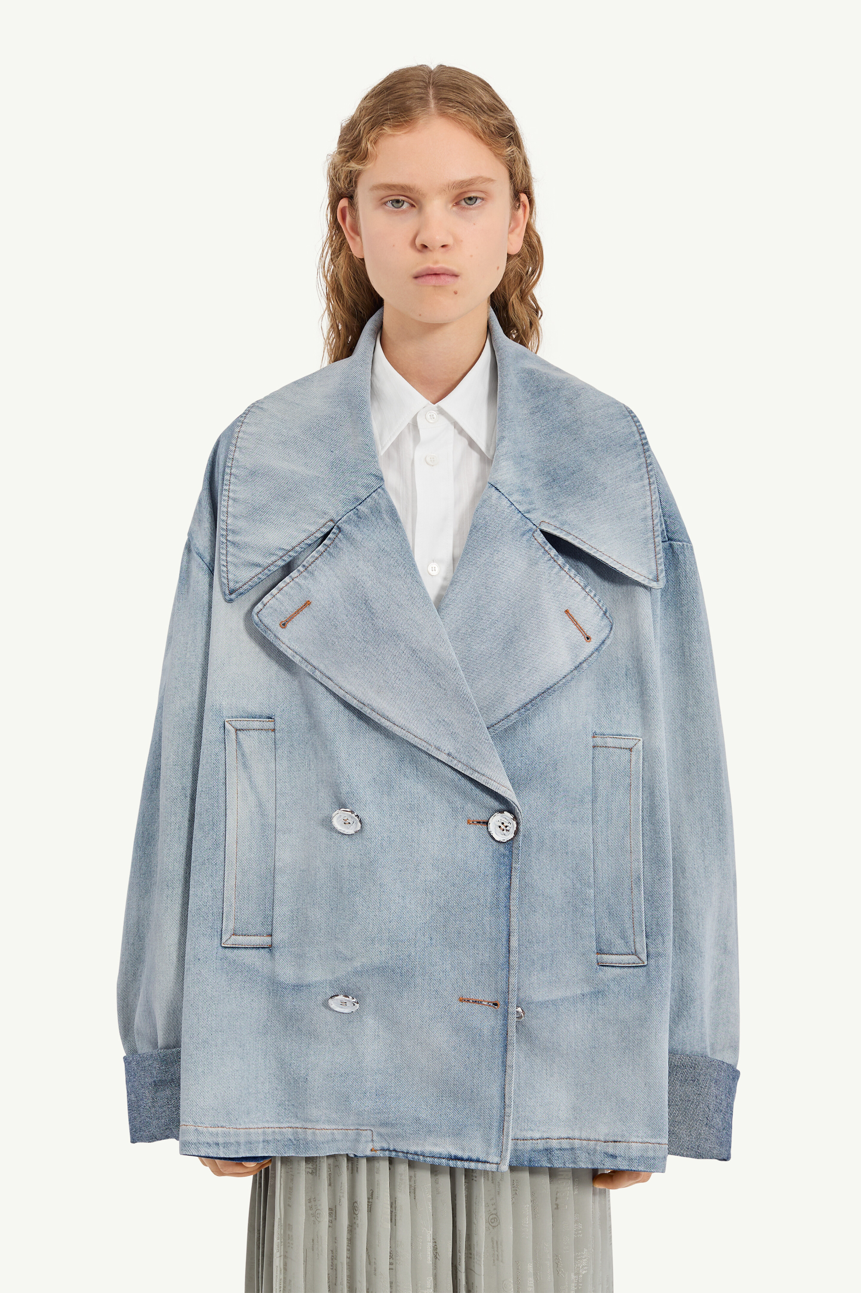 Denim peacoat