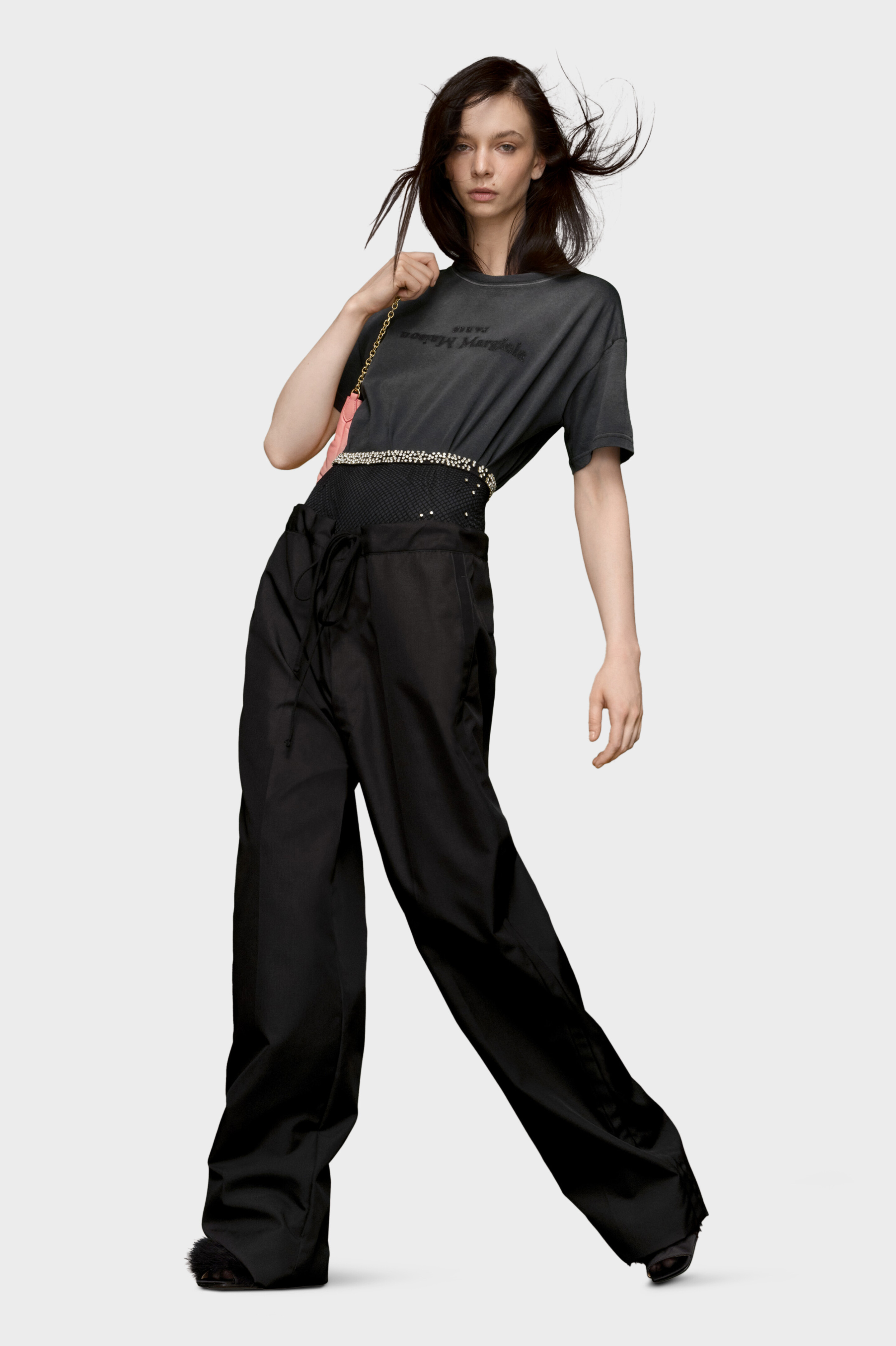 Black Oversized Waist Tie Trousers | Maison Margiela