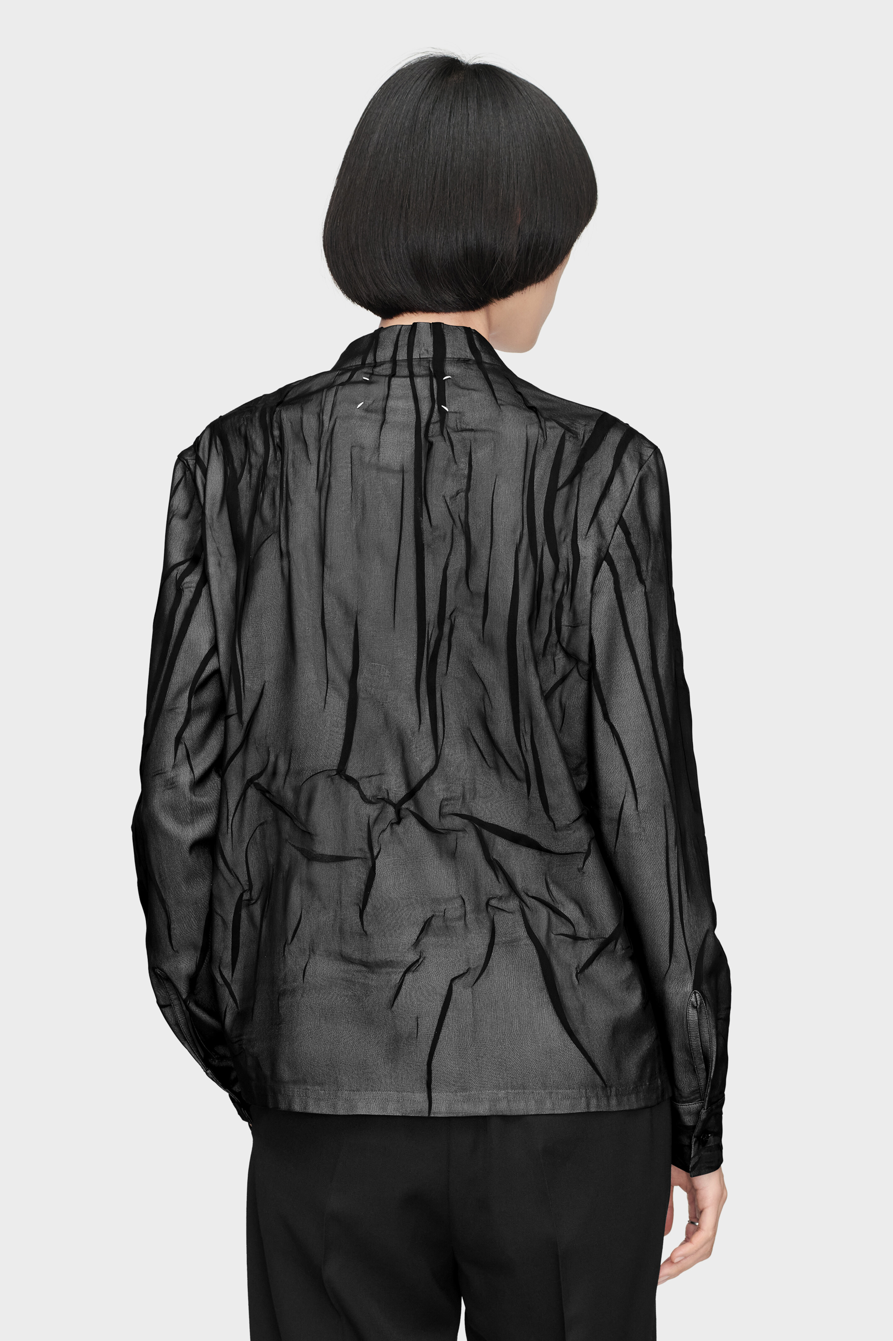 Grey and off white Bonded Crease Long-Sleeve Shirt | Maison