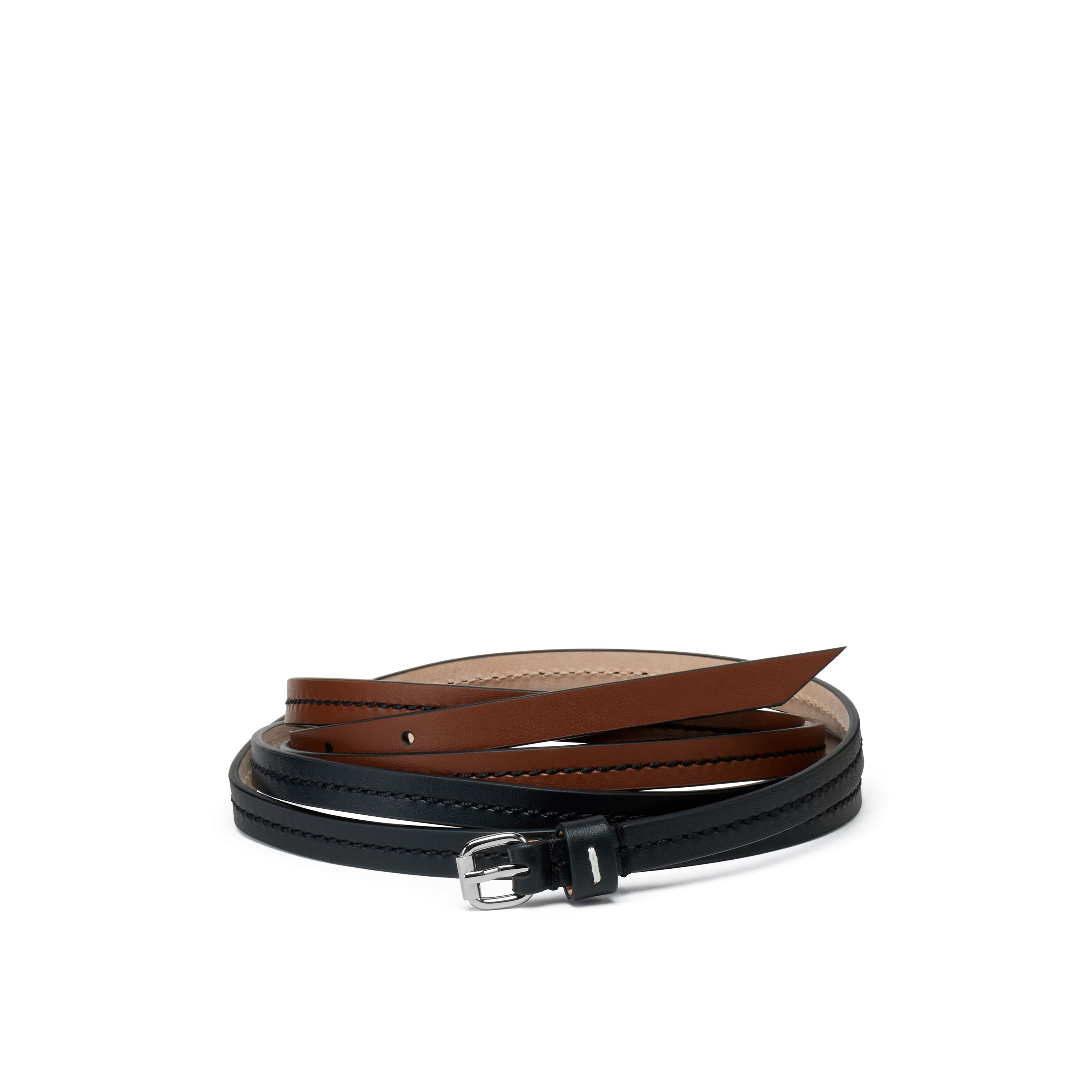 Black Leather Slim Belt | Maison Margiela