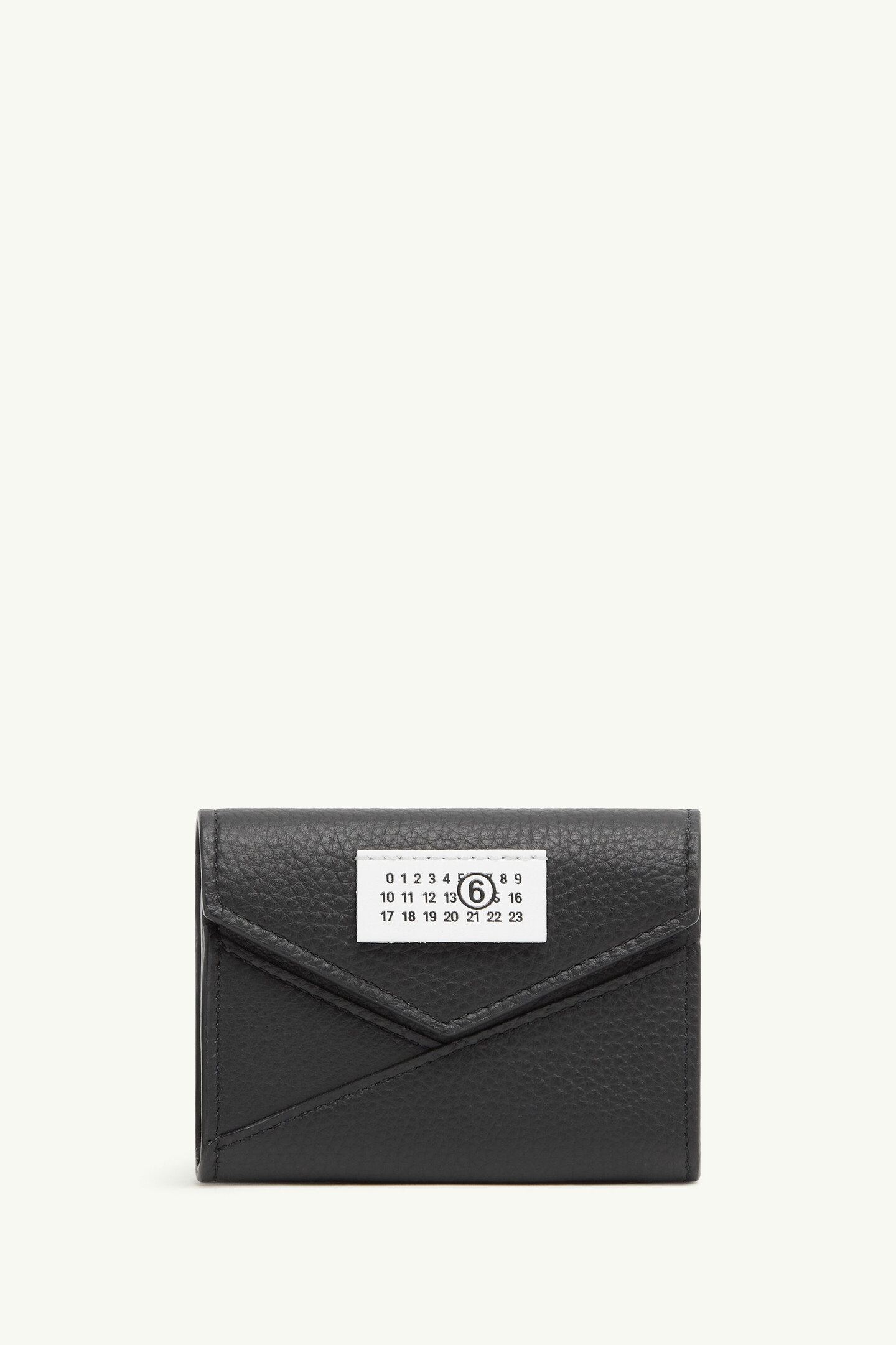 Black Leather Japanese 6 Flap Wallet | MM6