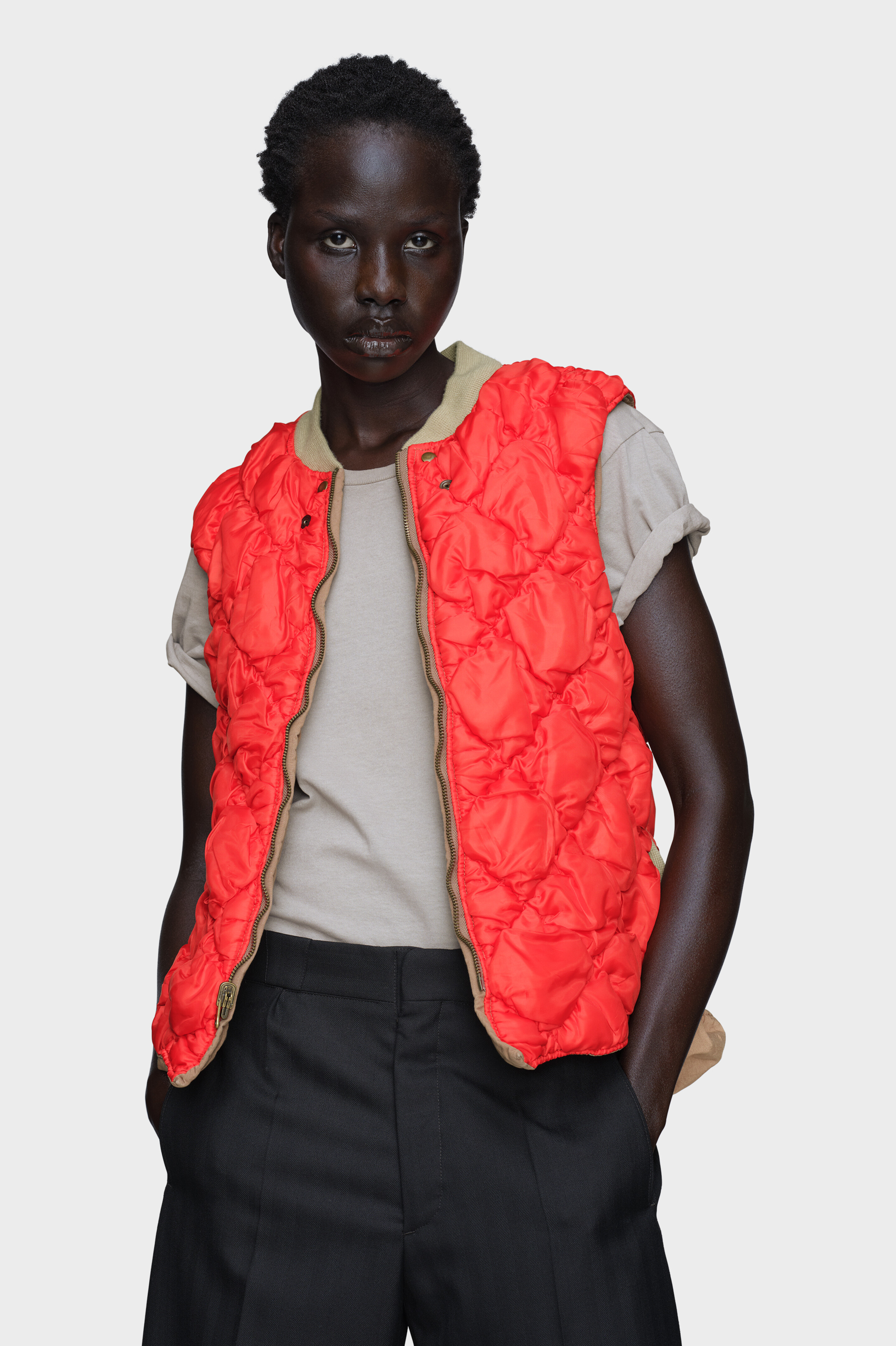 Women's Brown Cotton & Linen Reversible Gilet