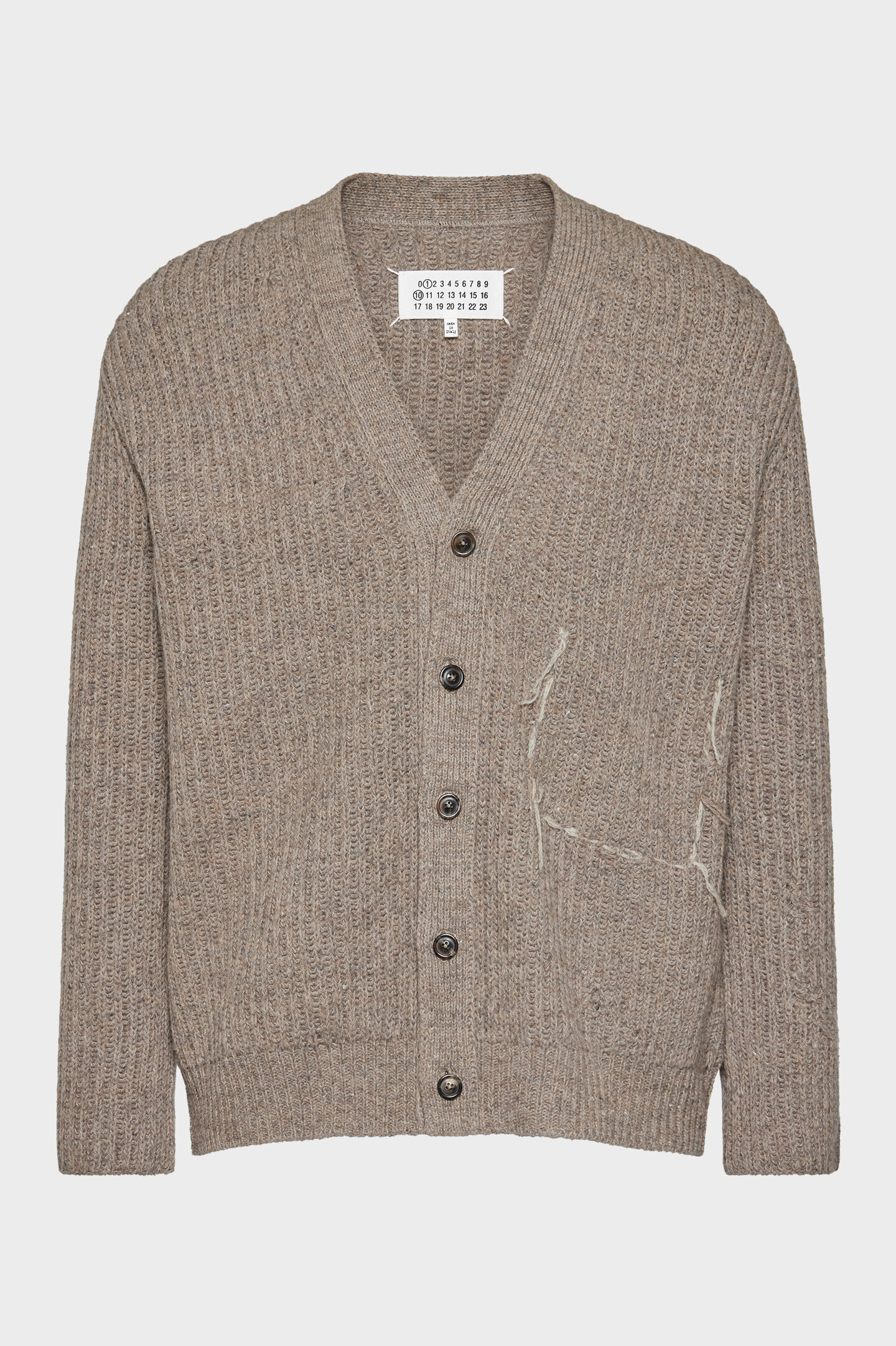Men's Brown Wool V-Neck Cardigan | Maison Margiela