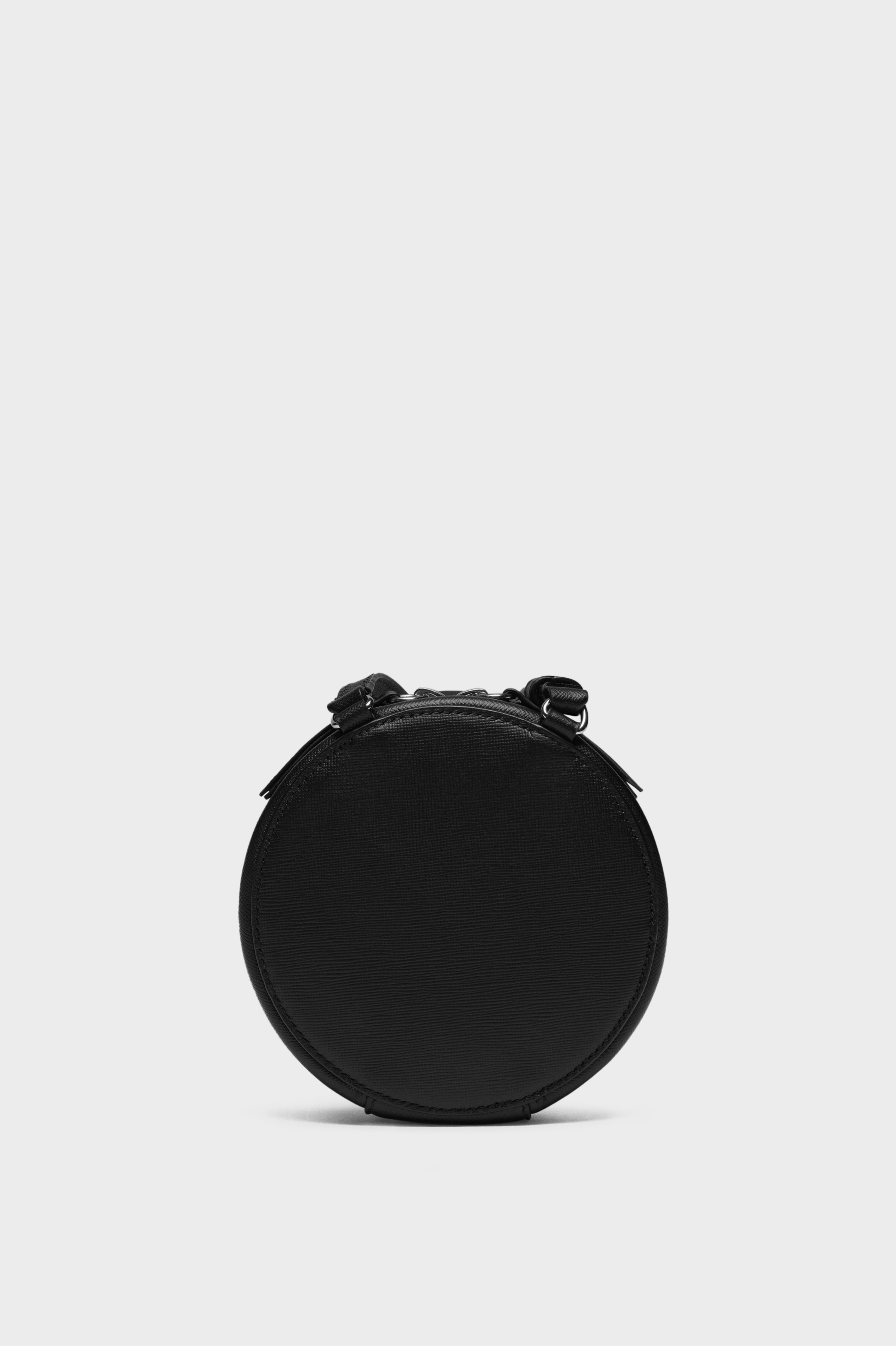 Black Leather Mini Round Bag | Maison Margiela