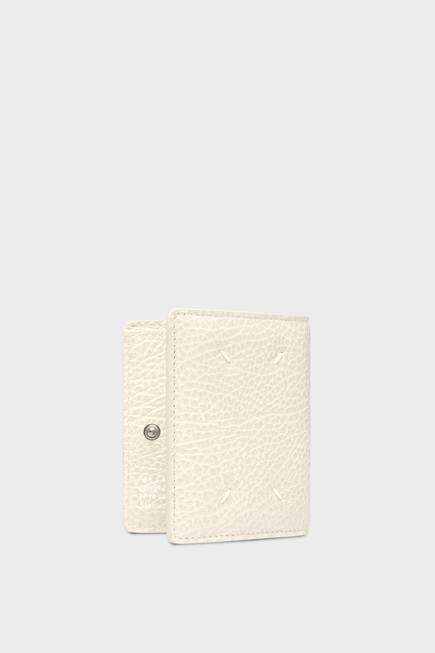 ★Maison Margiela★ 21FW Unisex Stitch Card Wallet (S56UI014 Beige Leather Cardholder with Pocket | Maison Margiela