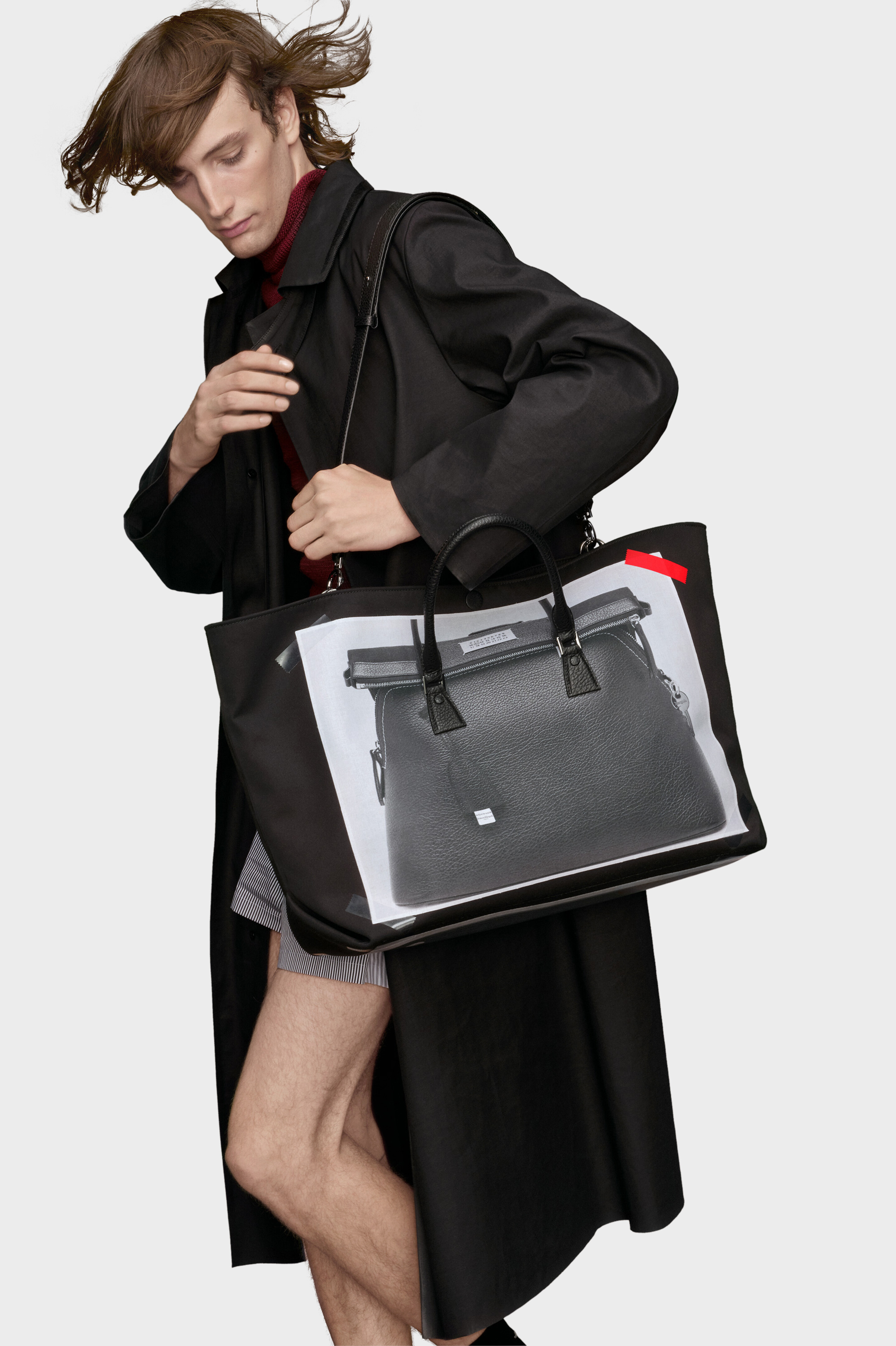 Black Trompe L'Oeil 5AC Classique Medium Tote Bag