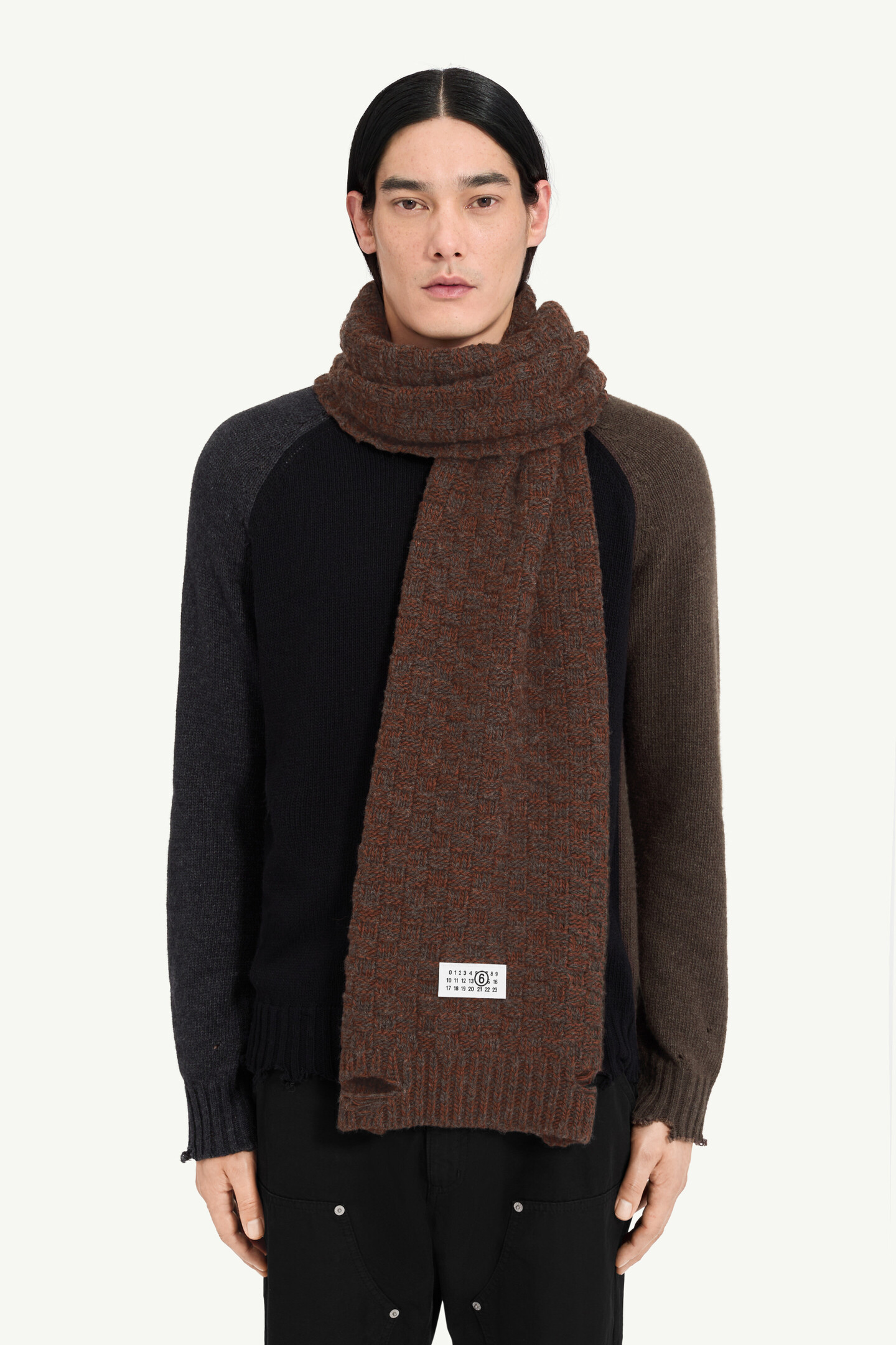Brown Wool scarf | MM6 Official