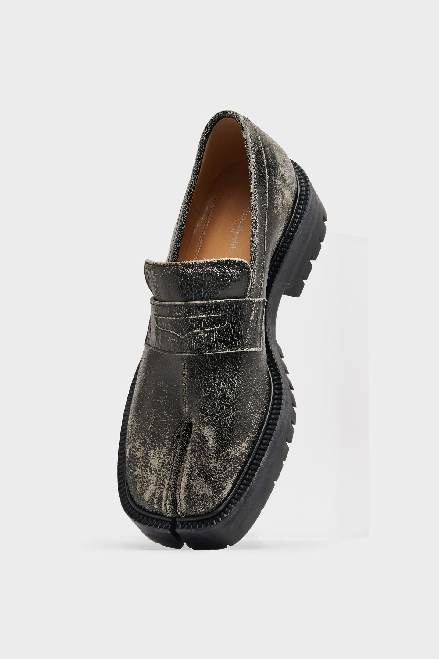 Women's Black Leather Tabi County Loafer | Maison Margiela