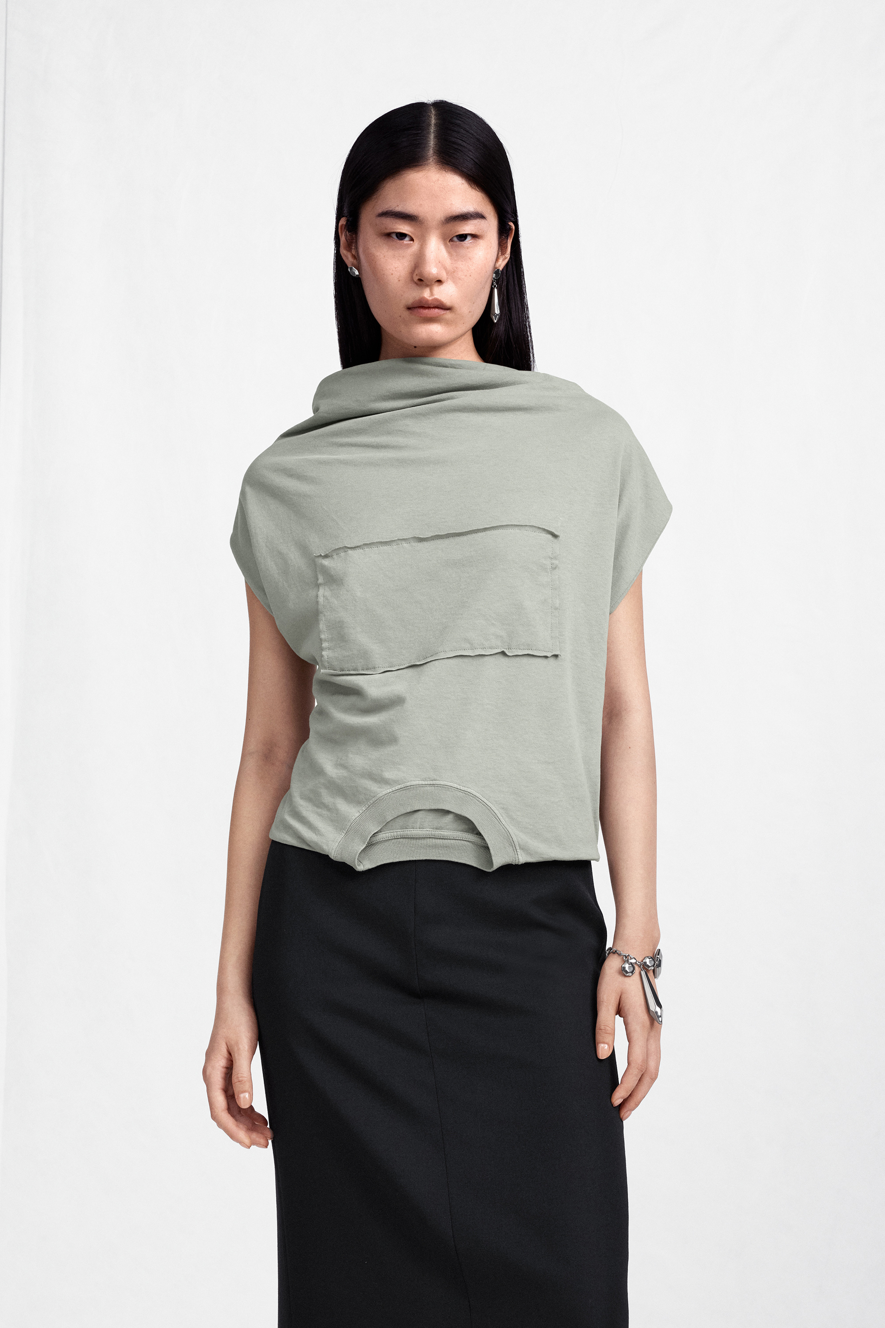 Sage green Twisted Back Cotton Top | Maison Margiela Official
