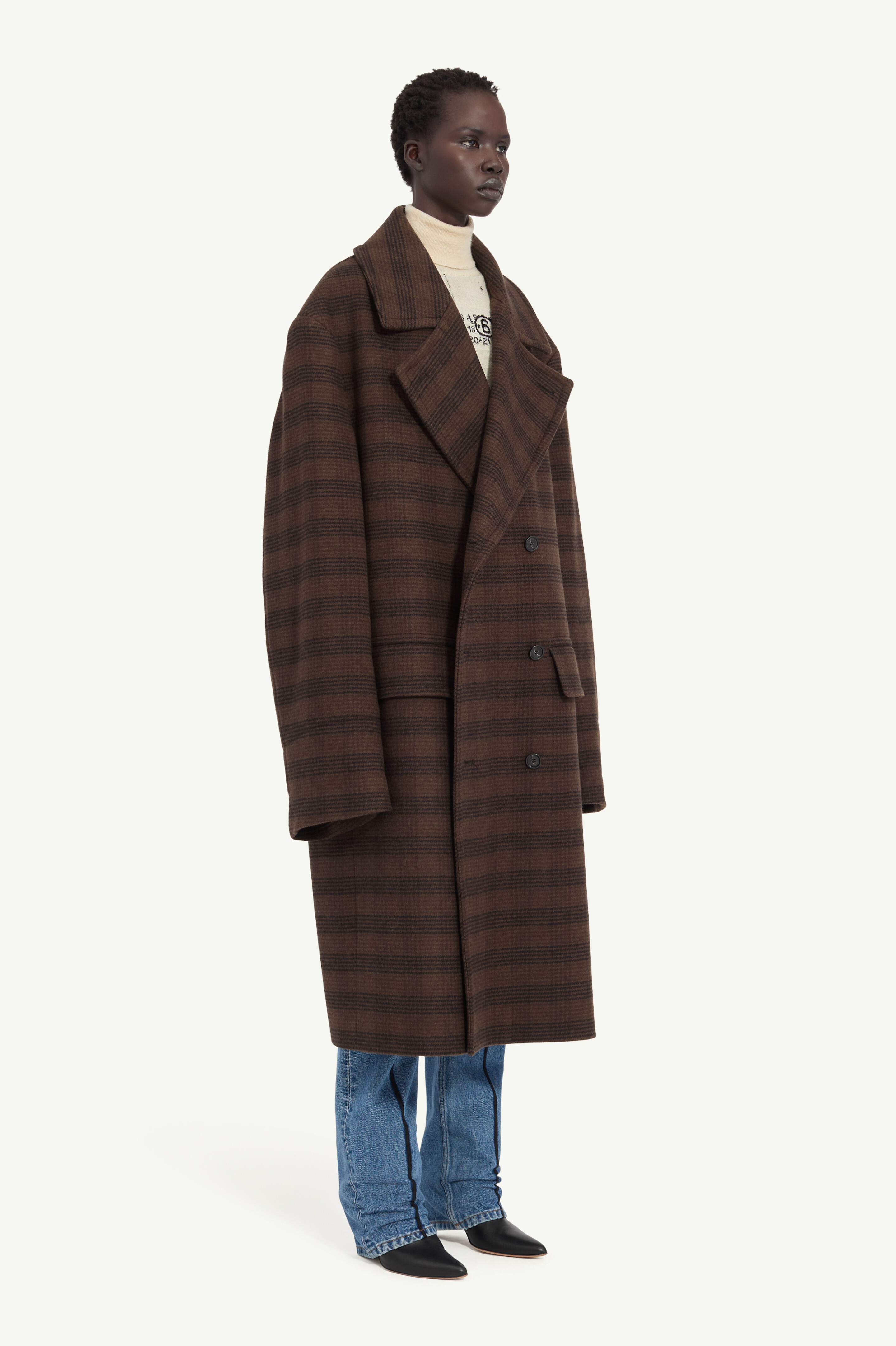 Women's Wool-Blend Checked Coat | MM6