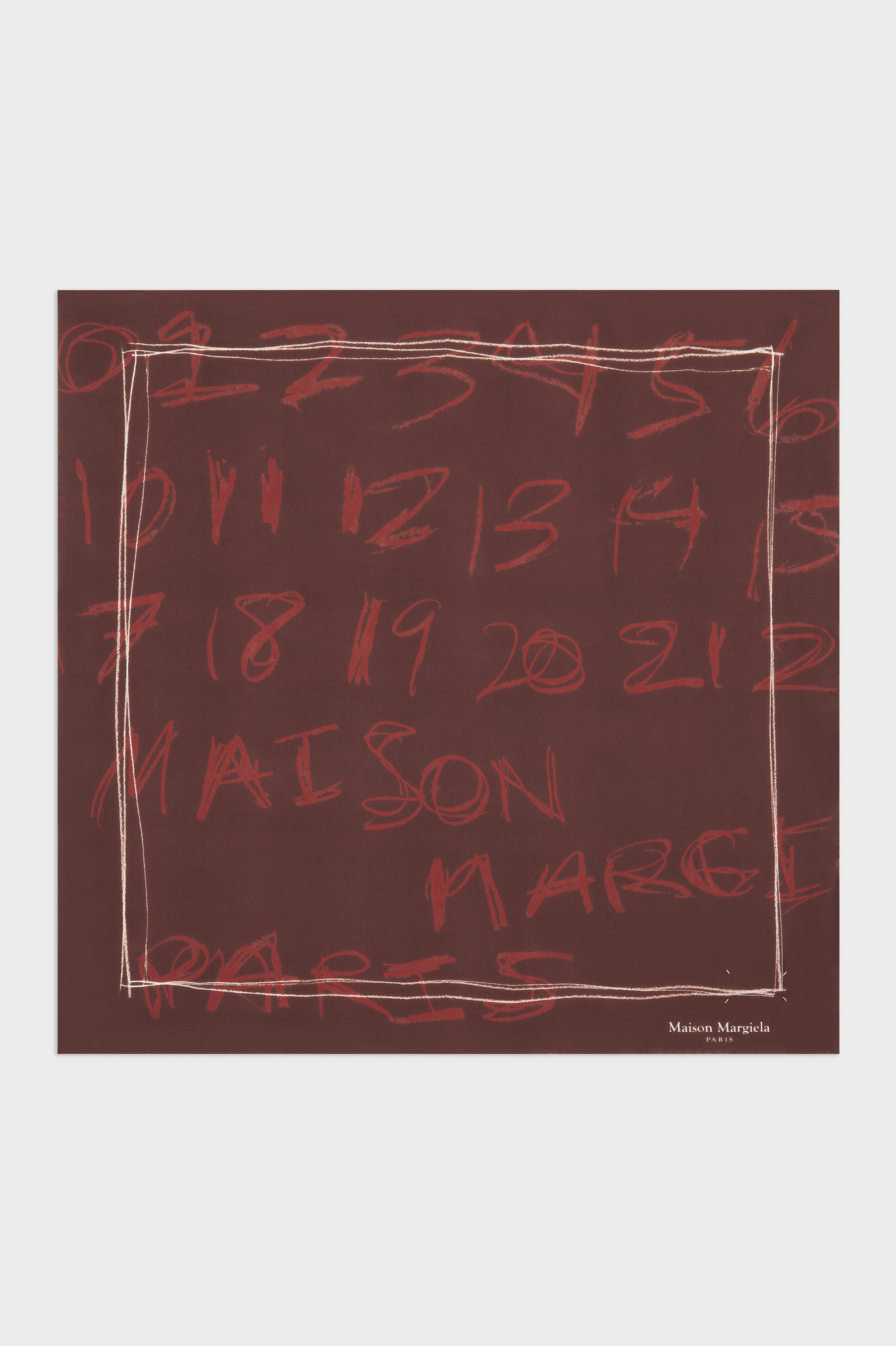 Scribbled Numerical silk foulard
