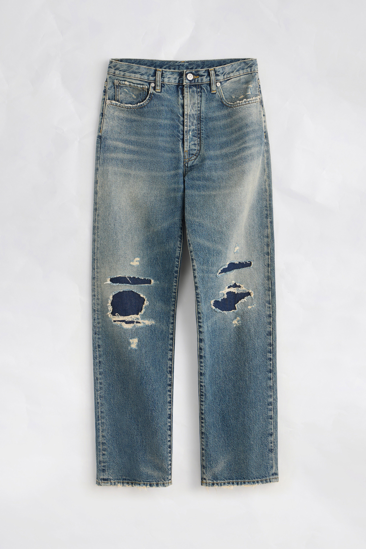 Blue jeans Distressed Denim Jeans | Maison Margiela Official