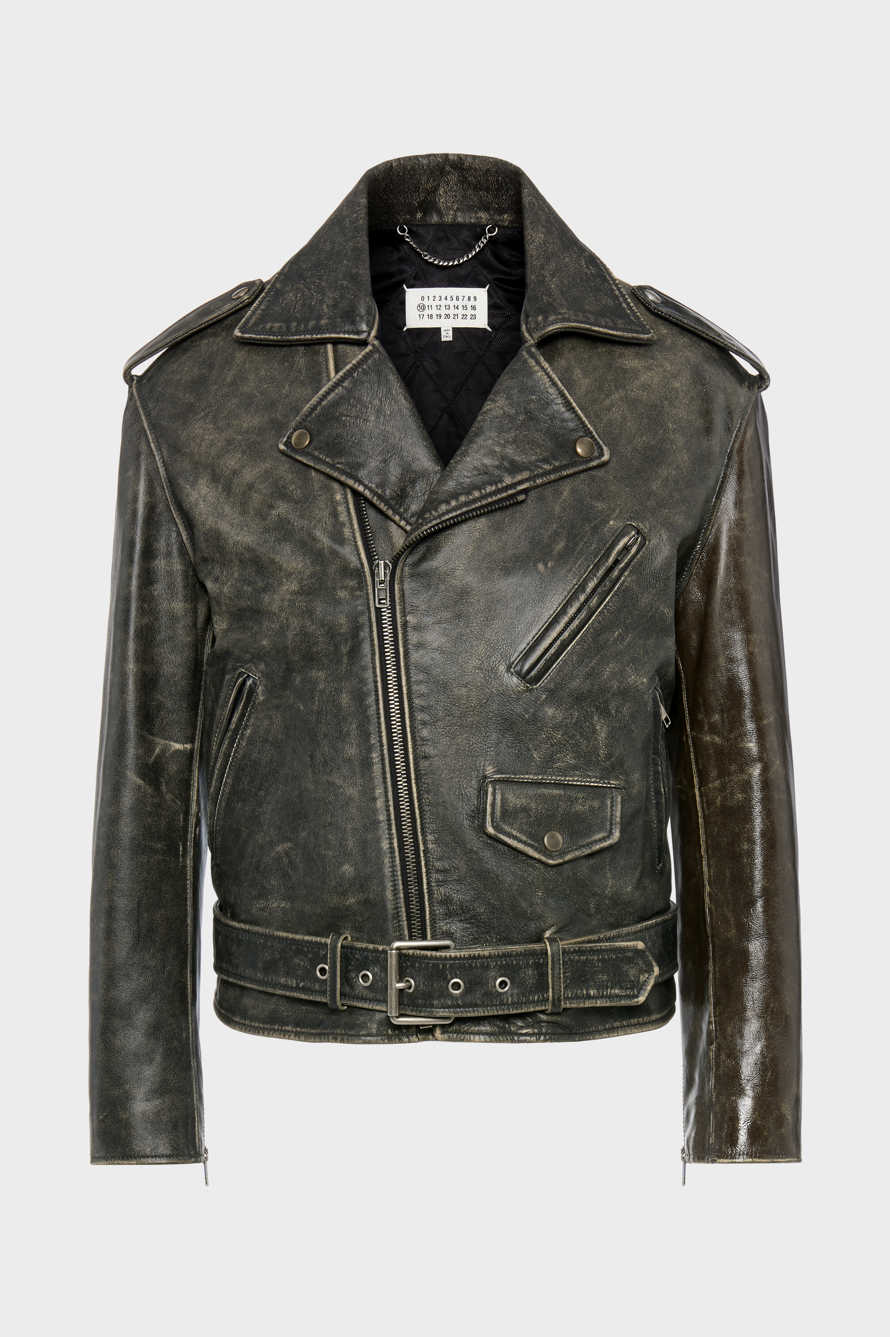Distressed Leather Biker Jacket