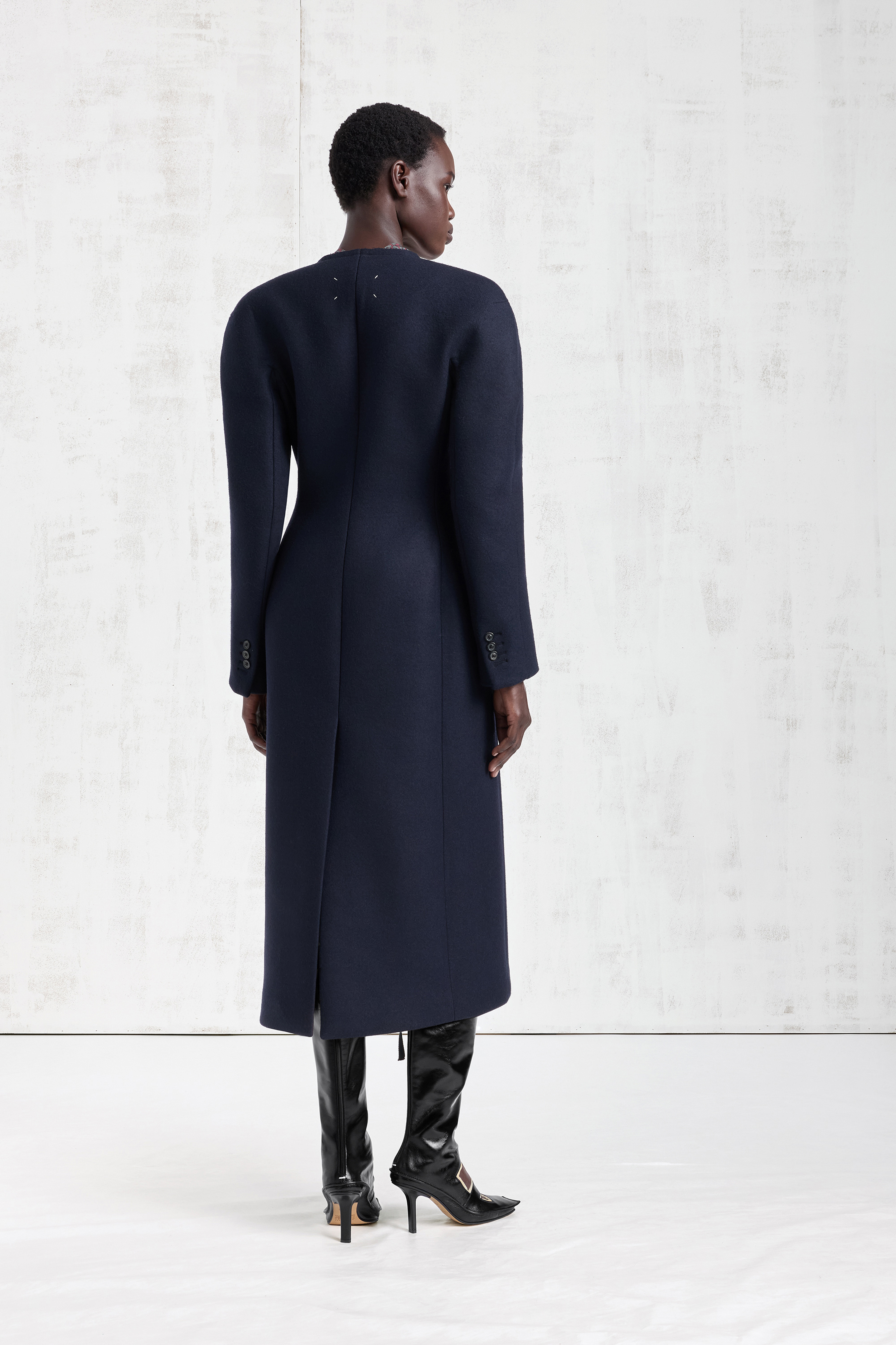 Maison Margiela/コート/44/ウール/ネイビー Navy Blue Collarless Virgin Wool Coat | Maison Margiela Official
