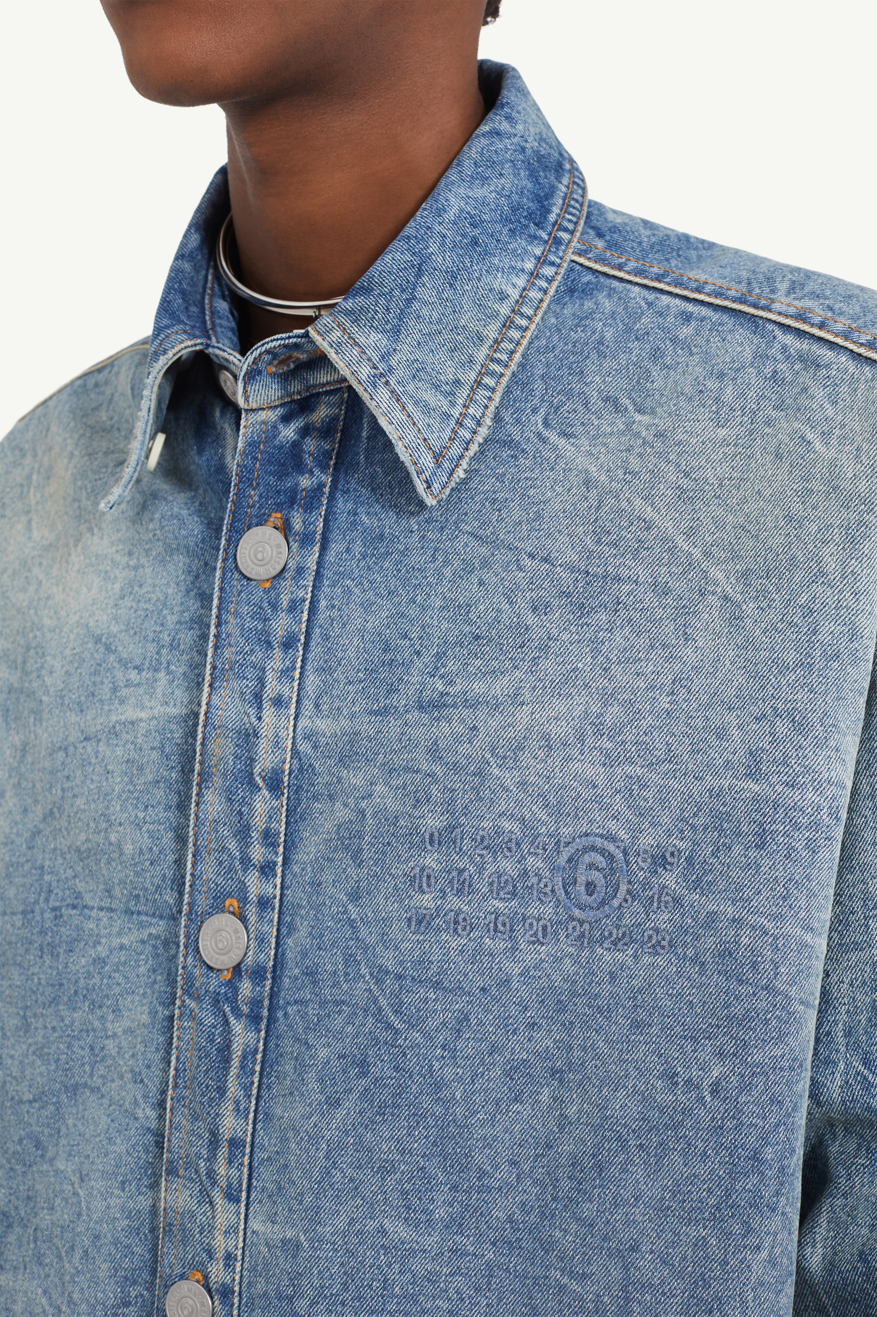 Blue Men's Padded Denim Jacket | MM6
