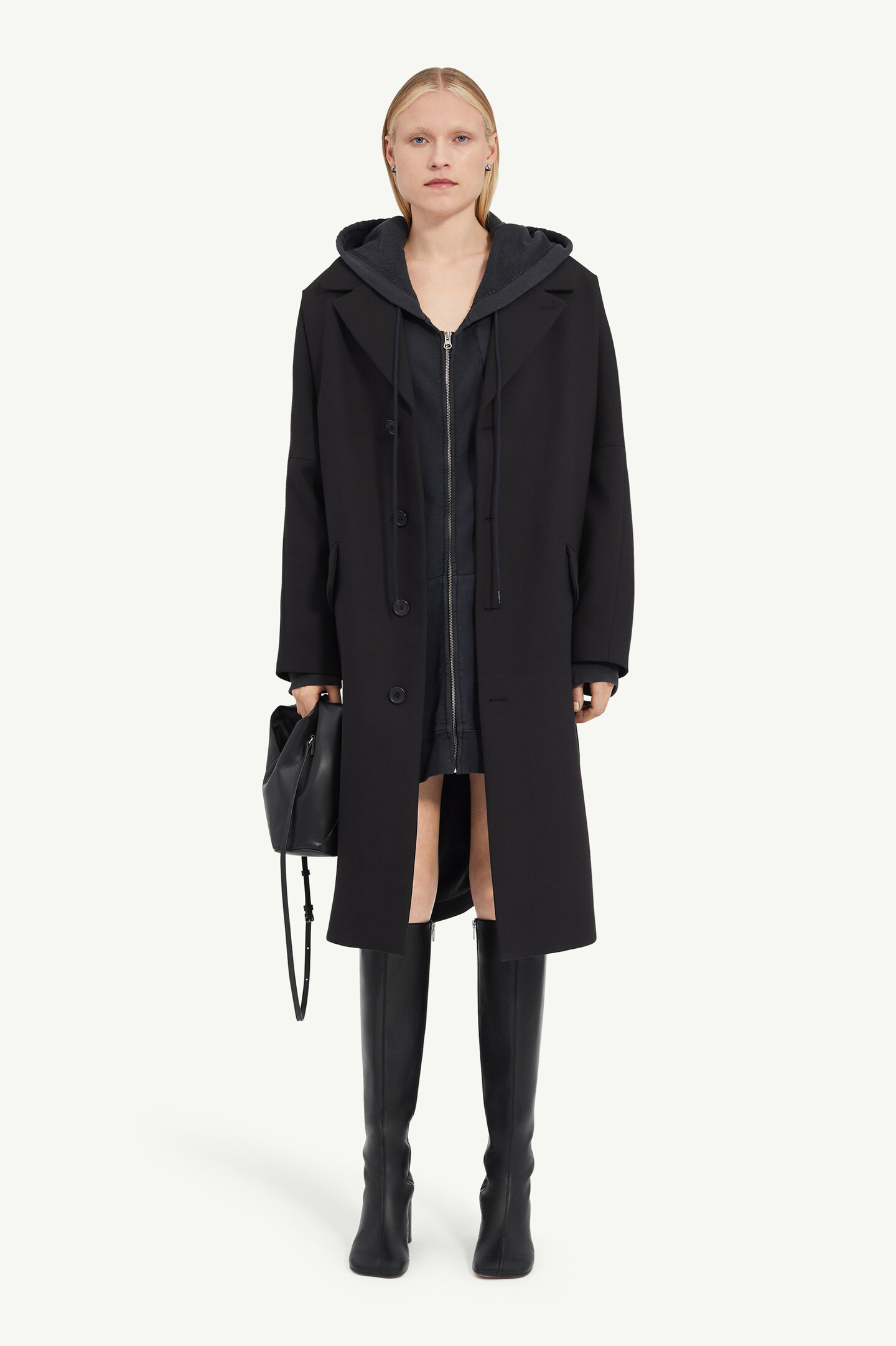 Black Wool Mid-weight Coat | Maison Margiela