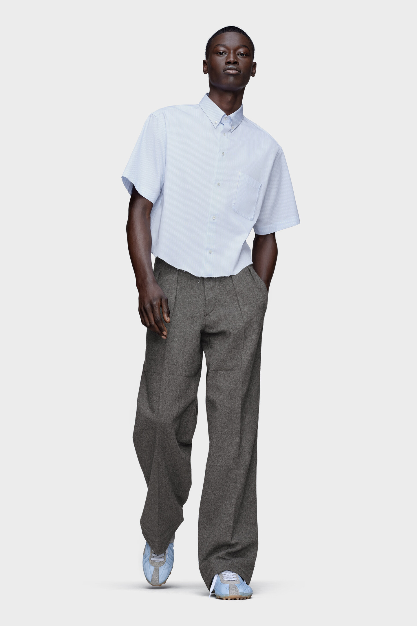 Maison Margiela メゾンマルジェラ　半袖シャツ Men's Blue Cotton Short-Sleeved Shirt | Maison Margiela