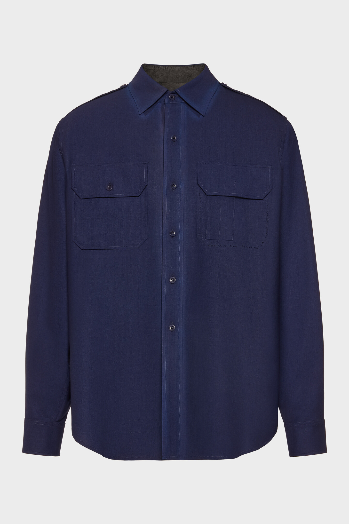 Men's Blue Wool Long-Sleeved Shirt | Maison Margiela