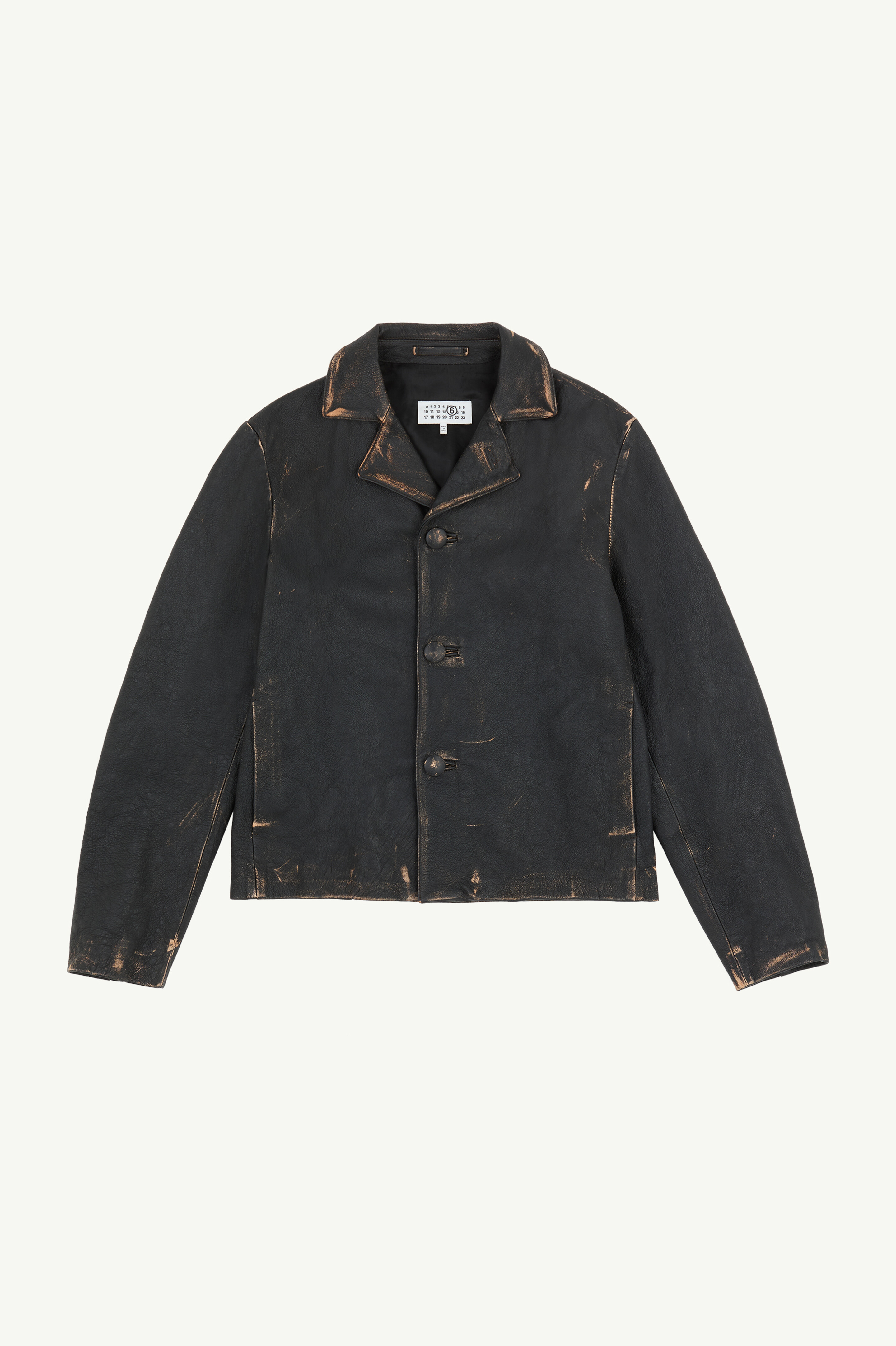 Black Distressed Leather Jacket | MM6 Official
