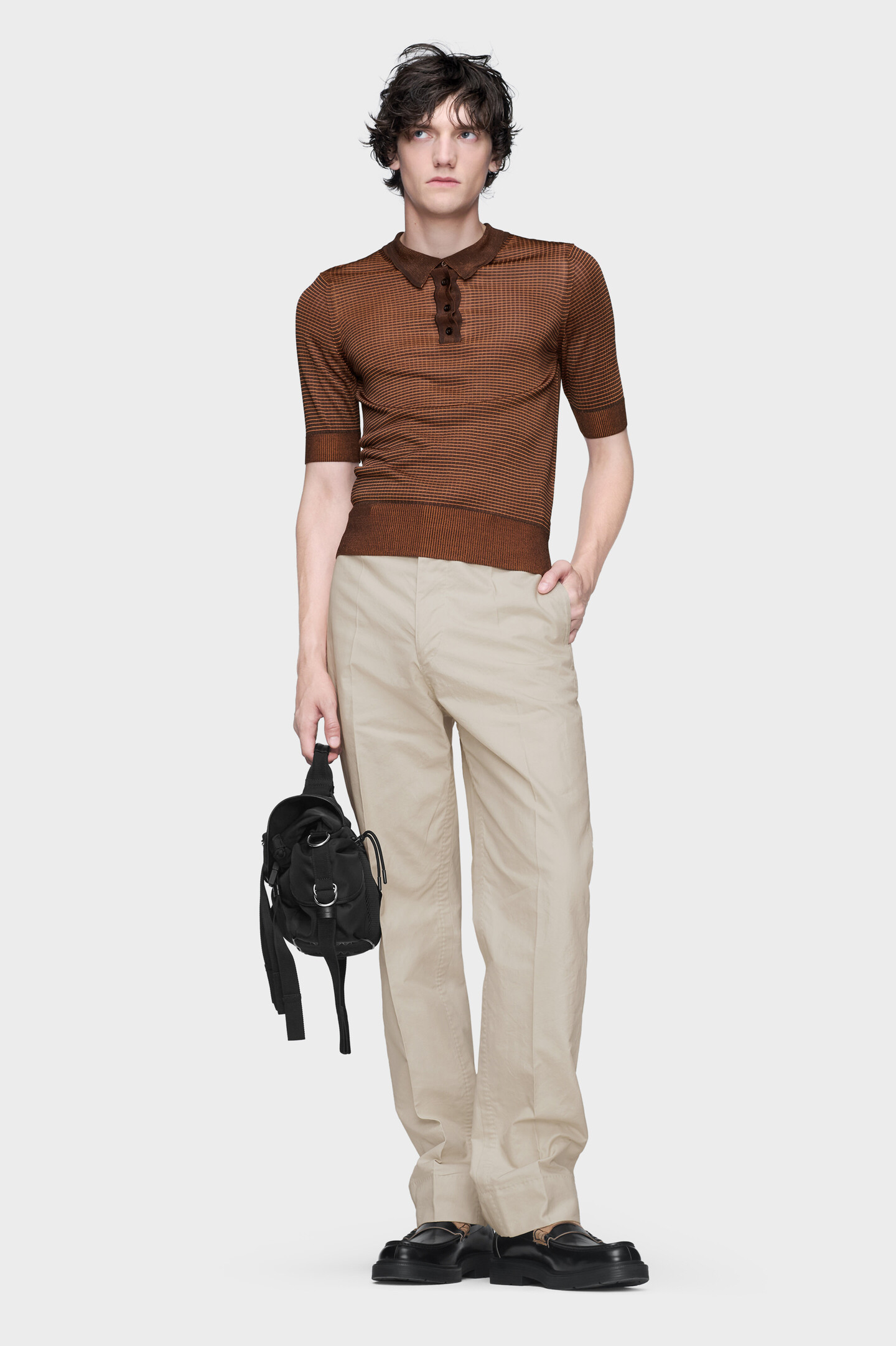 Beige Creased Cotton silk trousers | Maison Margiela Official