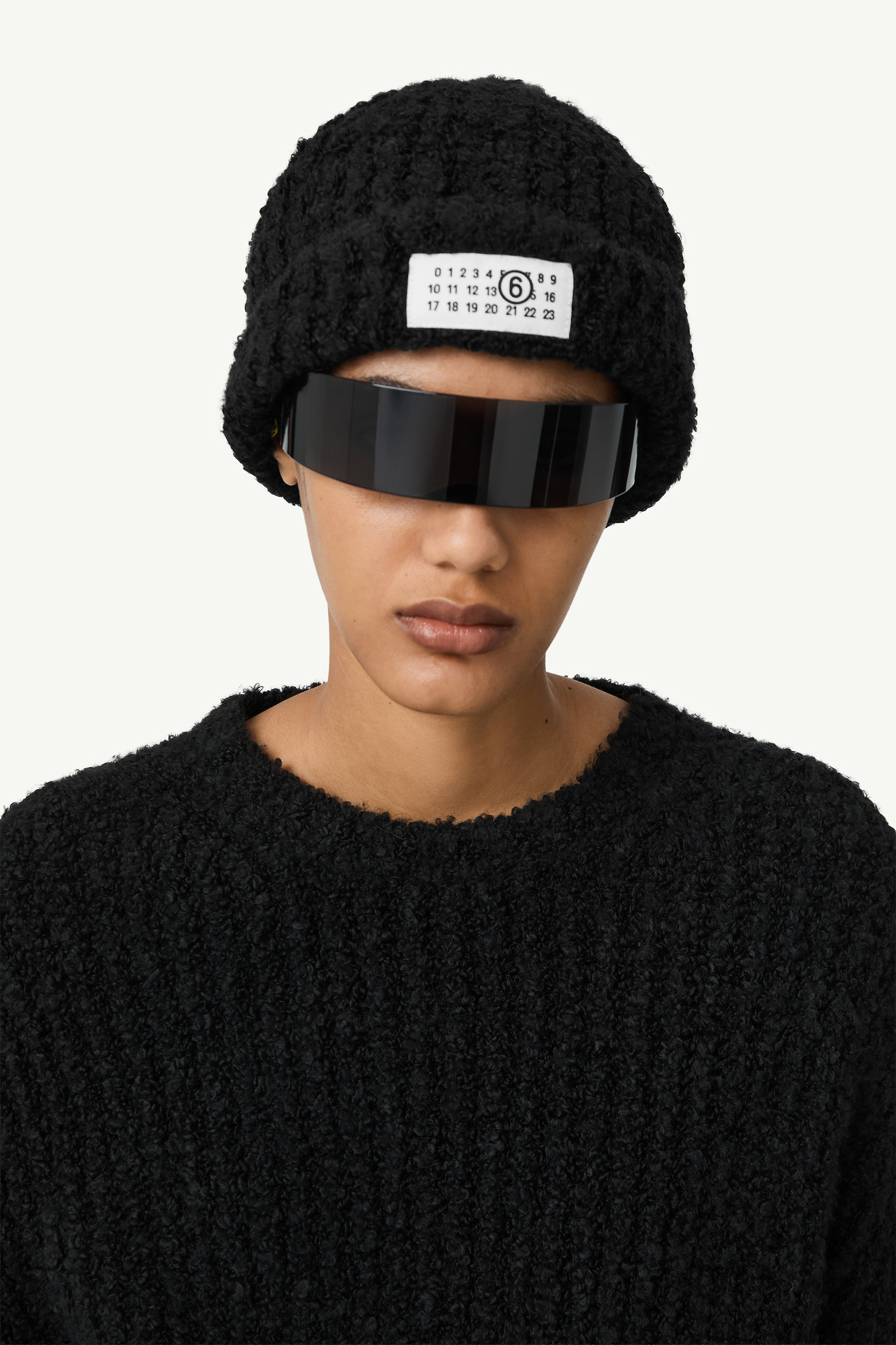 Black Numeric knit beanie | MM6 Official