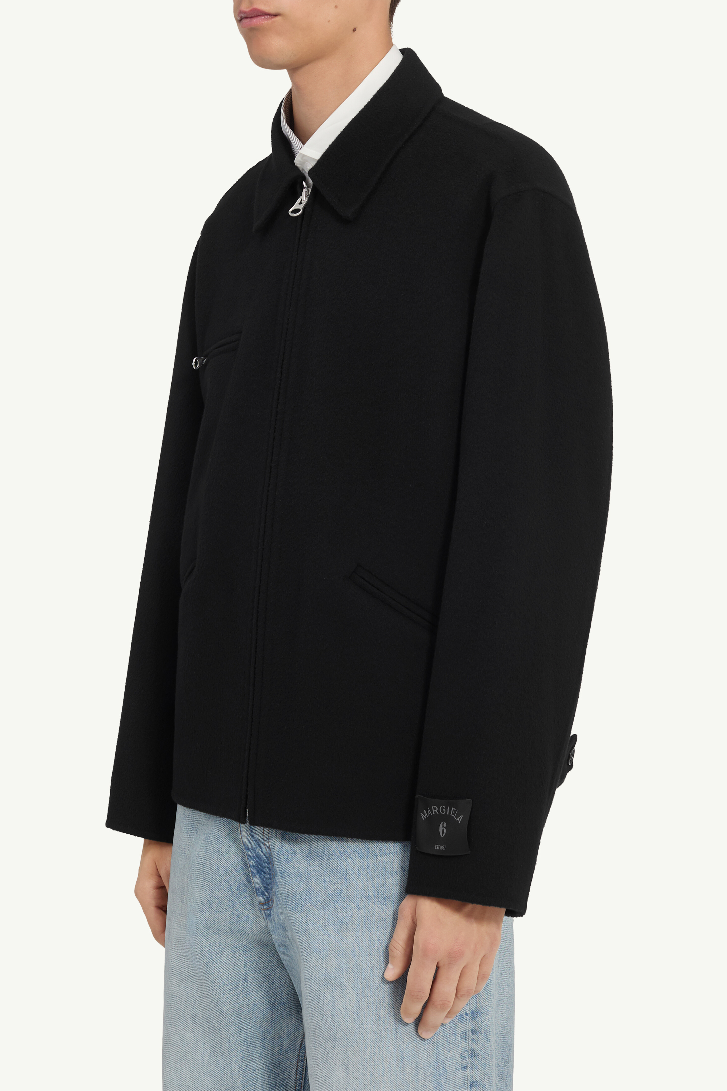 Double-faced wool zip jacket
