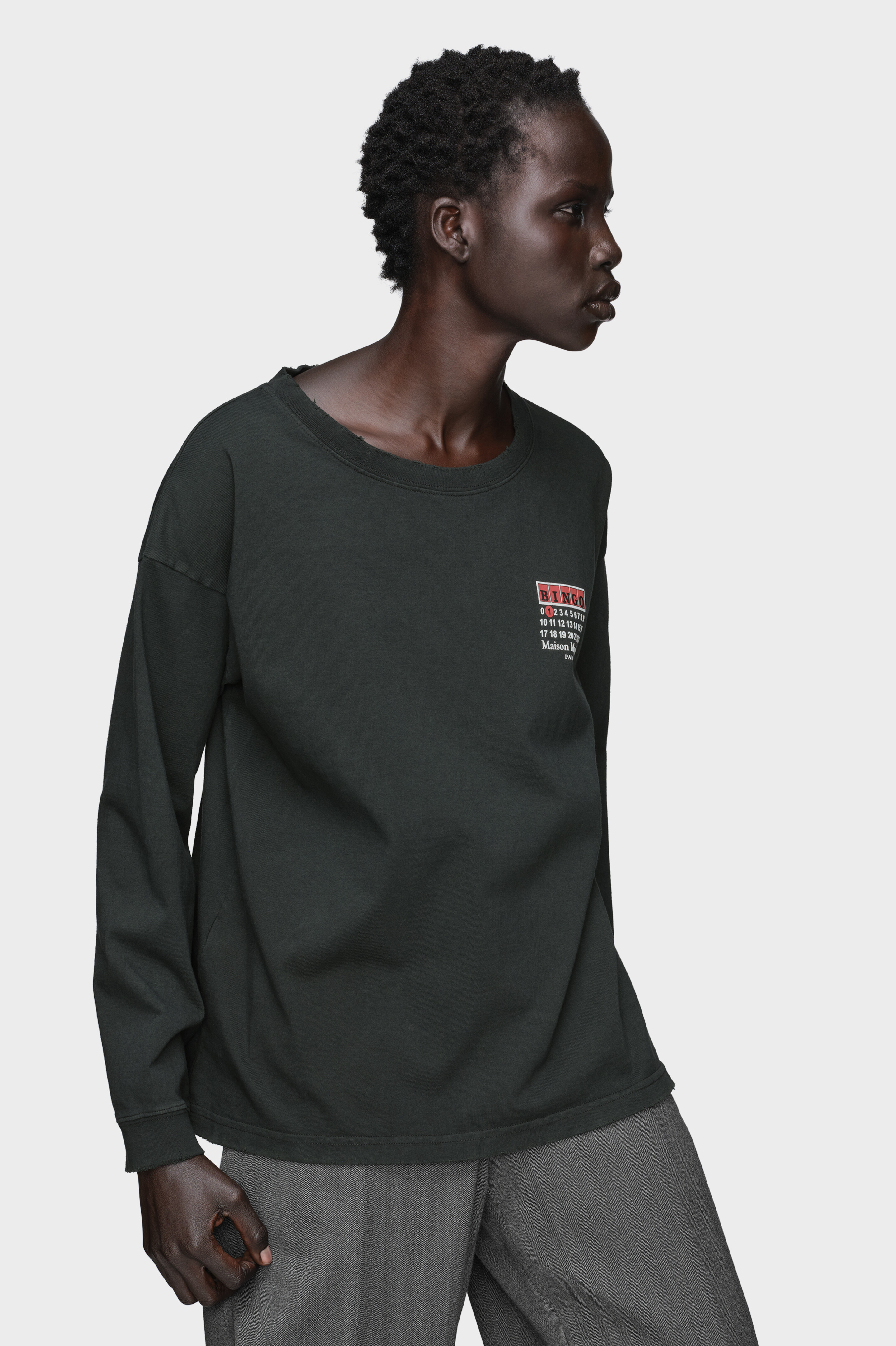 Women's Gray Cotton Bingo T-Shirt | Maison Margiela