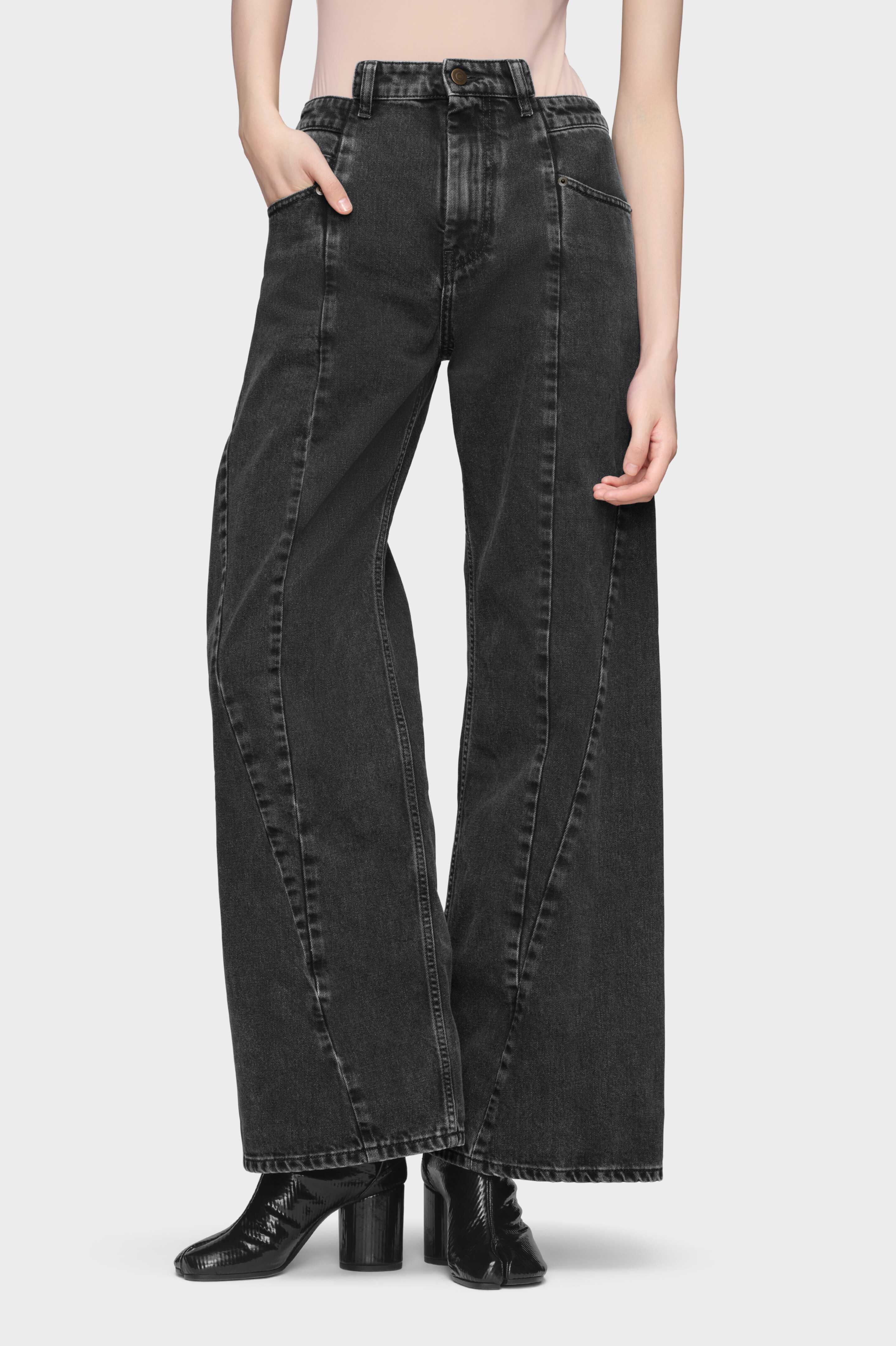 SPLICED DENIM TROUSERS