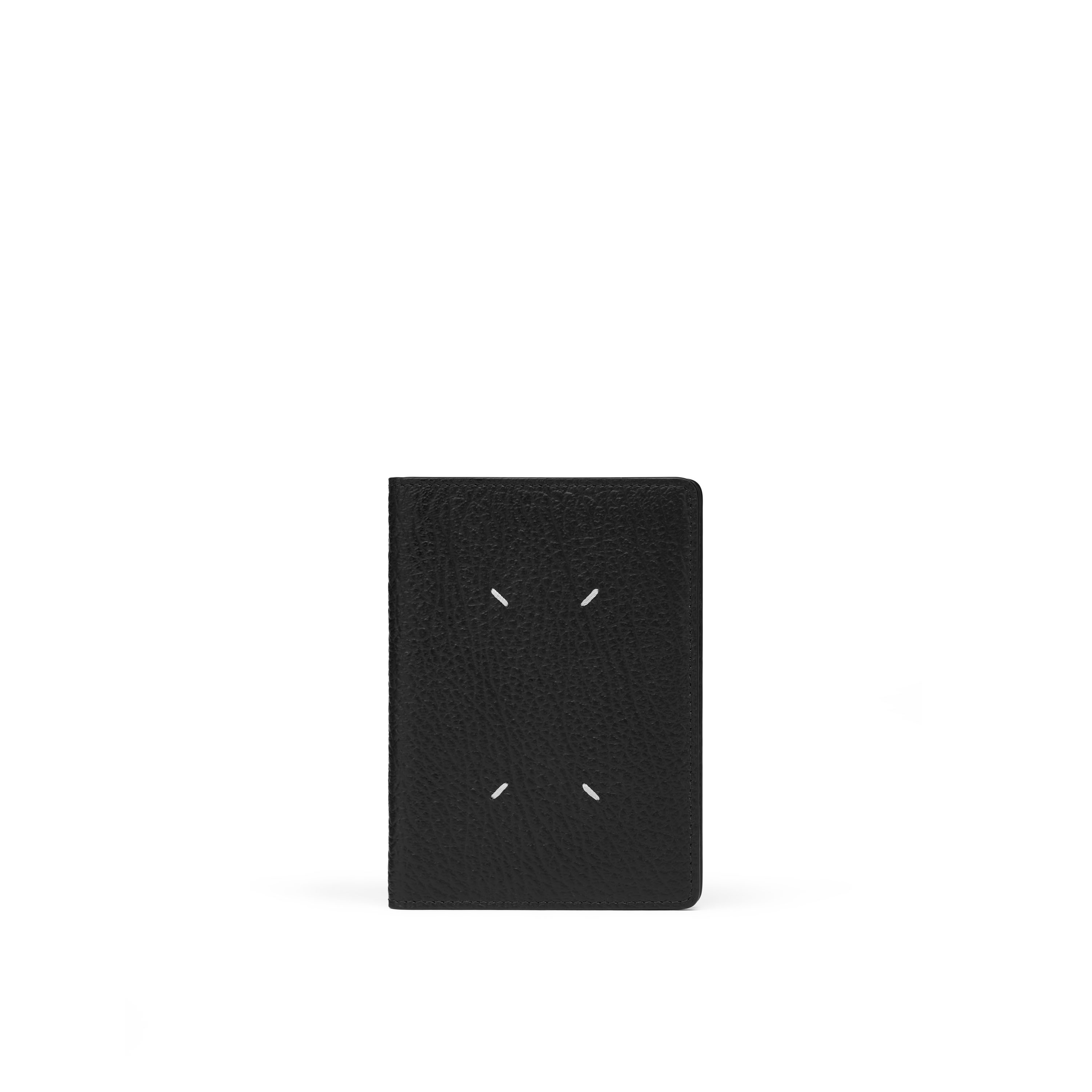 Black 100% Leather Four Stitches Document Holder