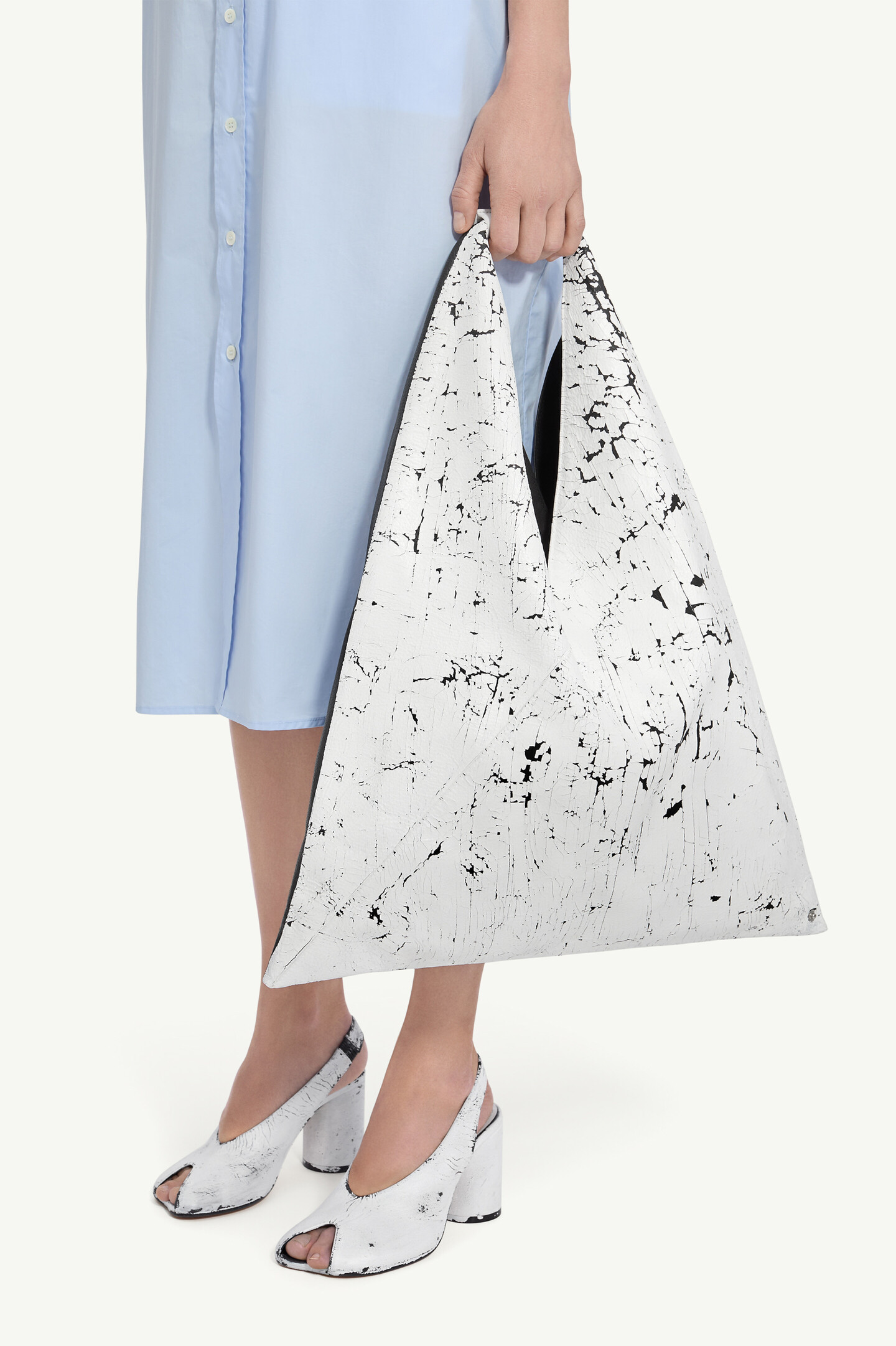 Black/White Calf Leather Japanese Handbag | Maison Margiela