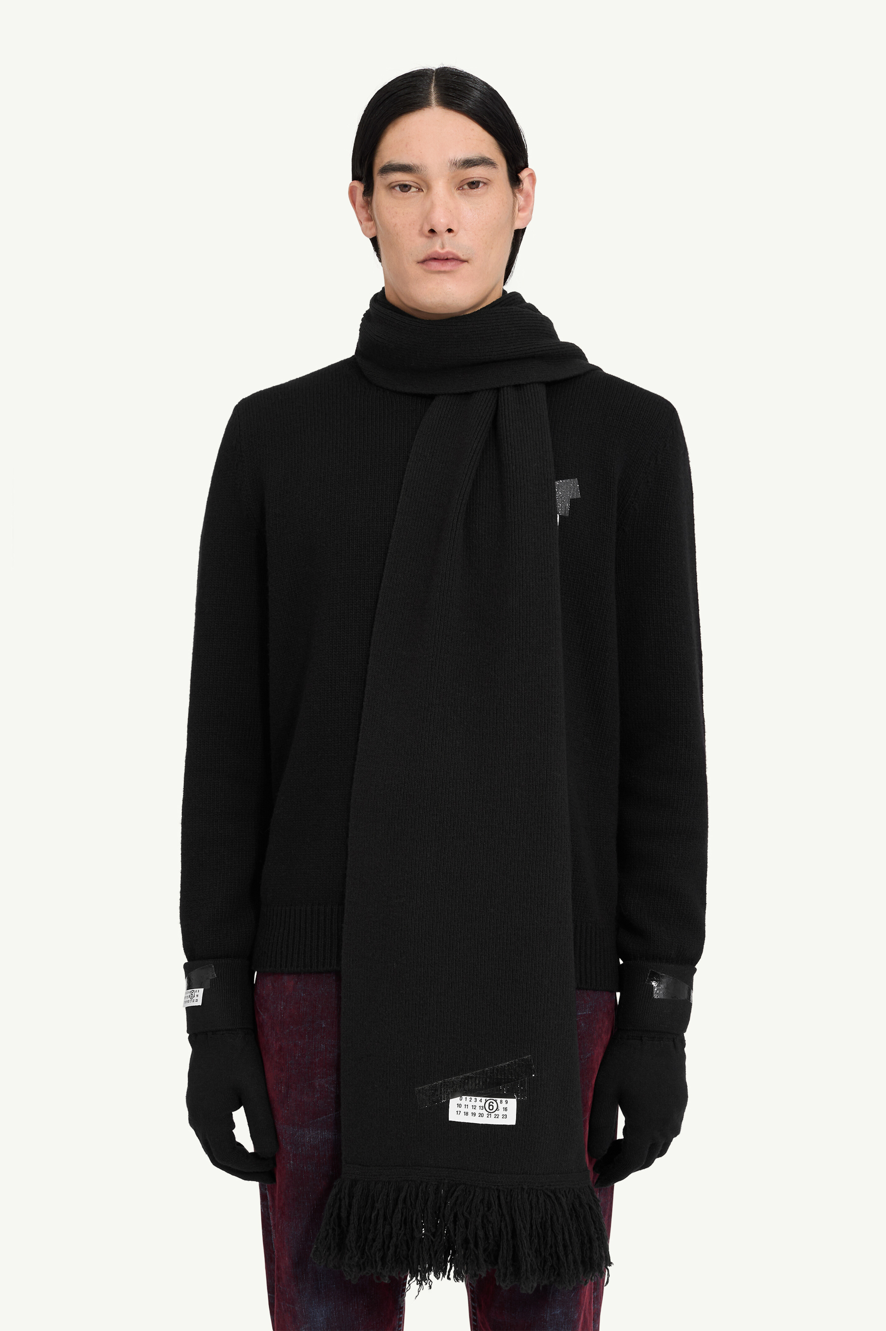 Men's Taped Label Wool Scarf | MM6