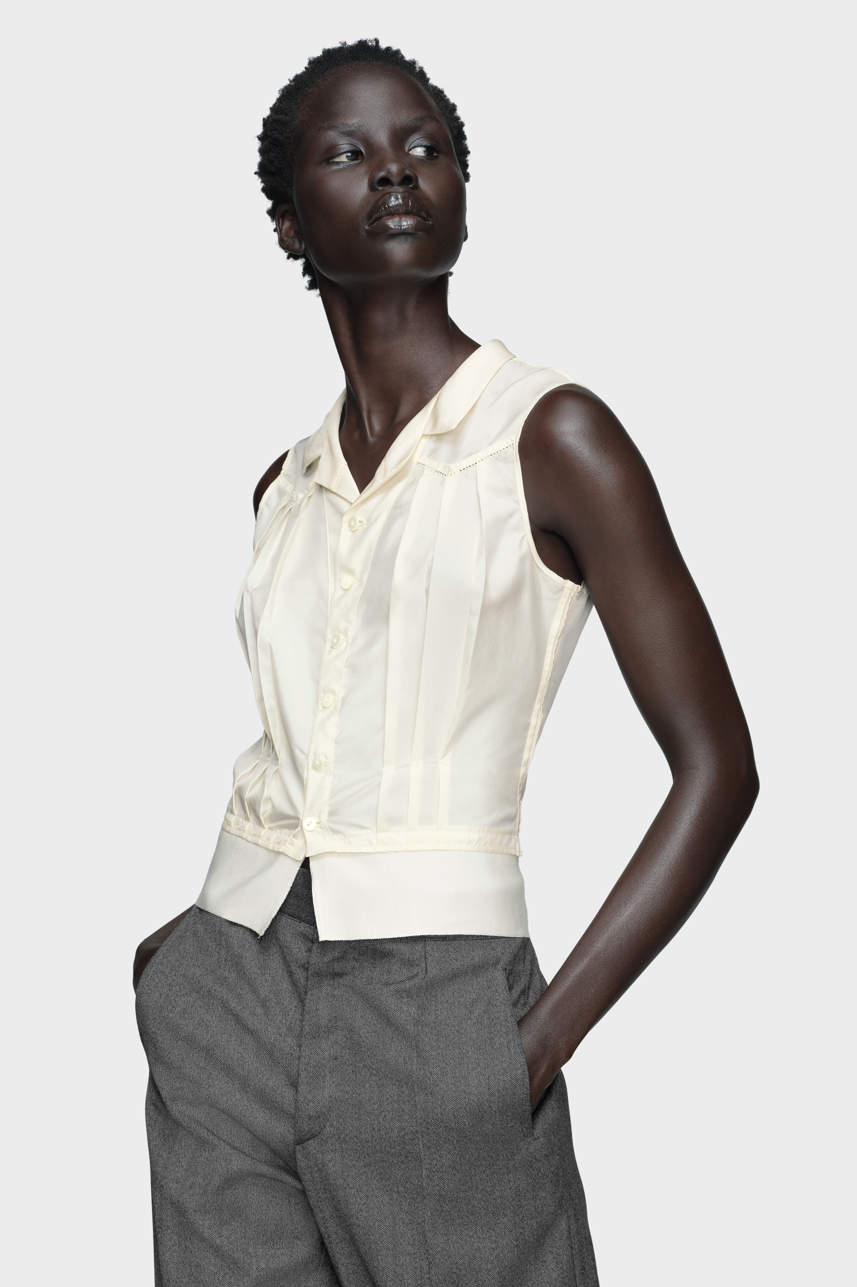 Women's White Silk Top | Maison Margiela