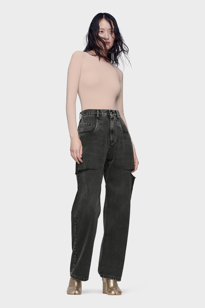 Black High-wasited Cut-Out Jeans | Maison Margiela