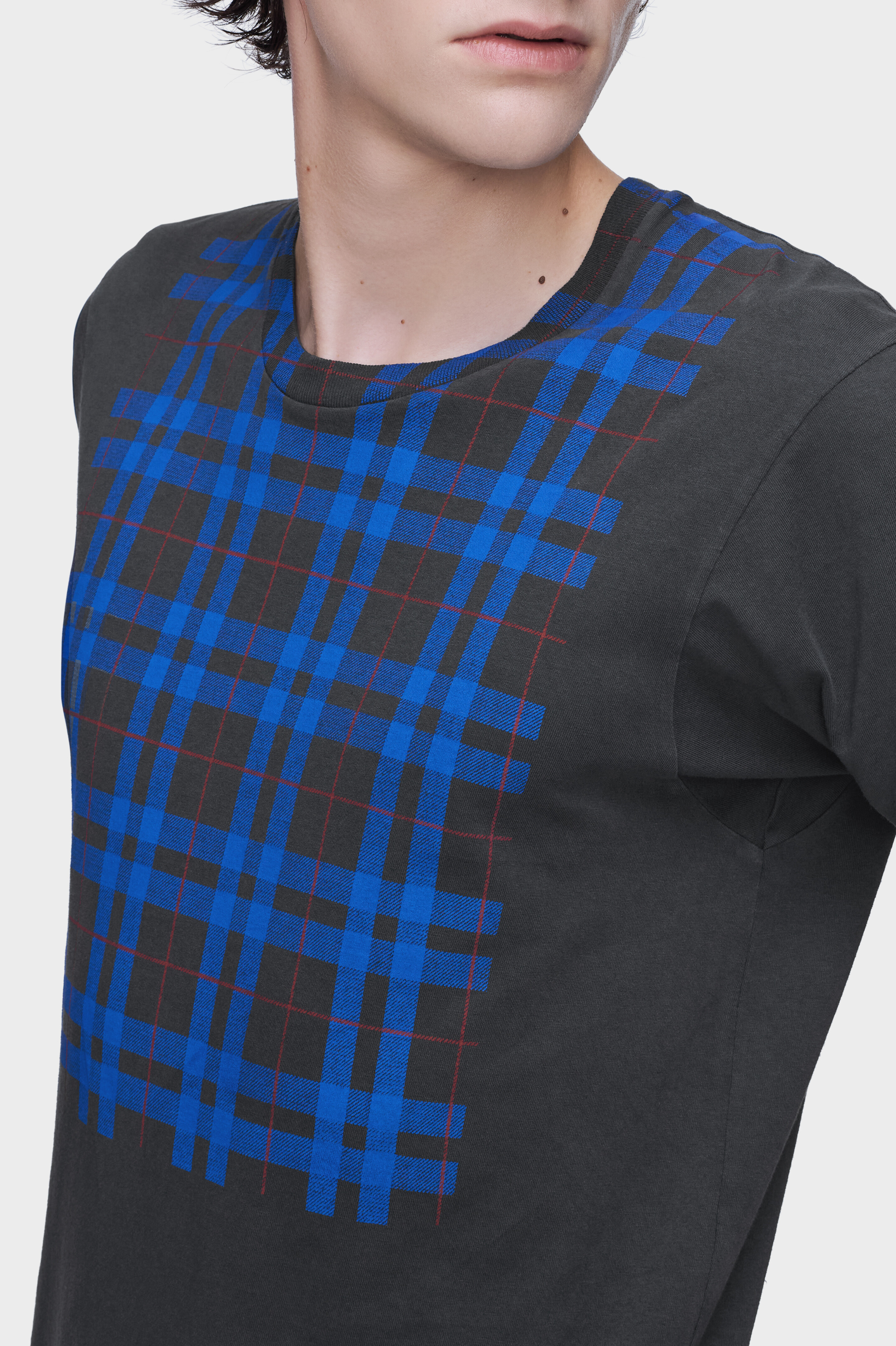 チェックパネル コットンTシャツ