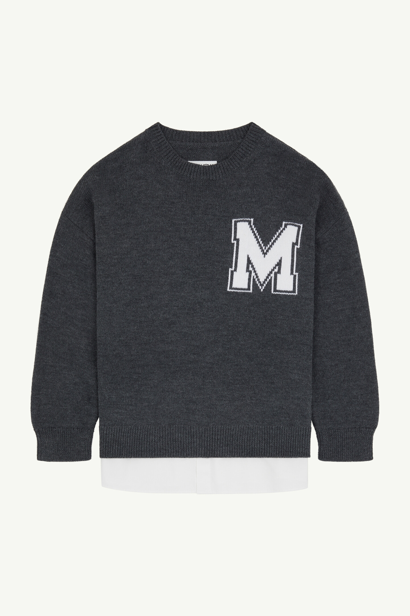Gray Two-in-one varsity knit sweater | MM6 Official