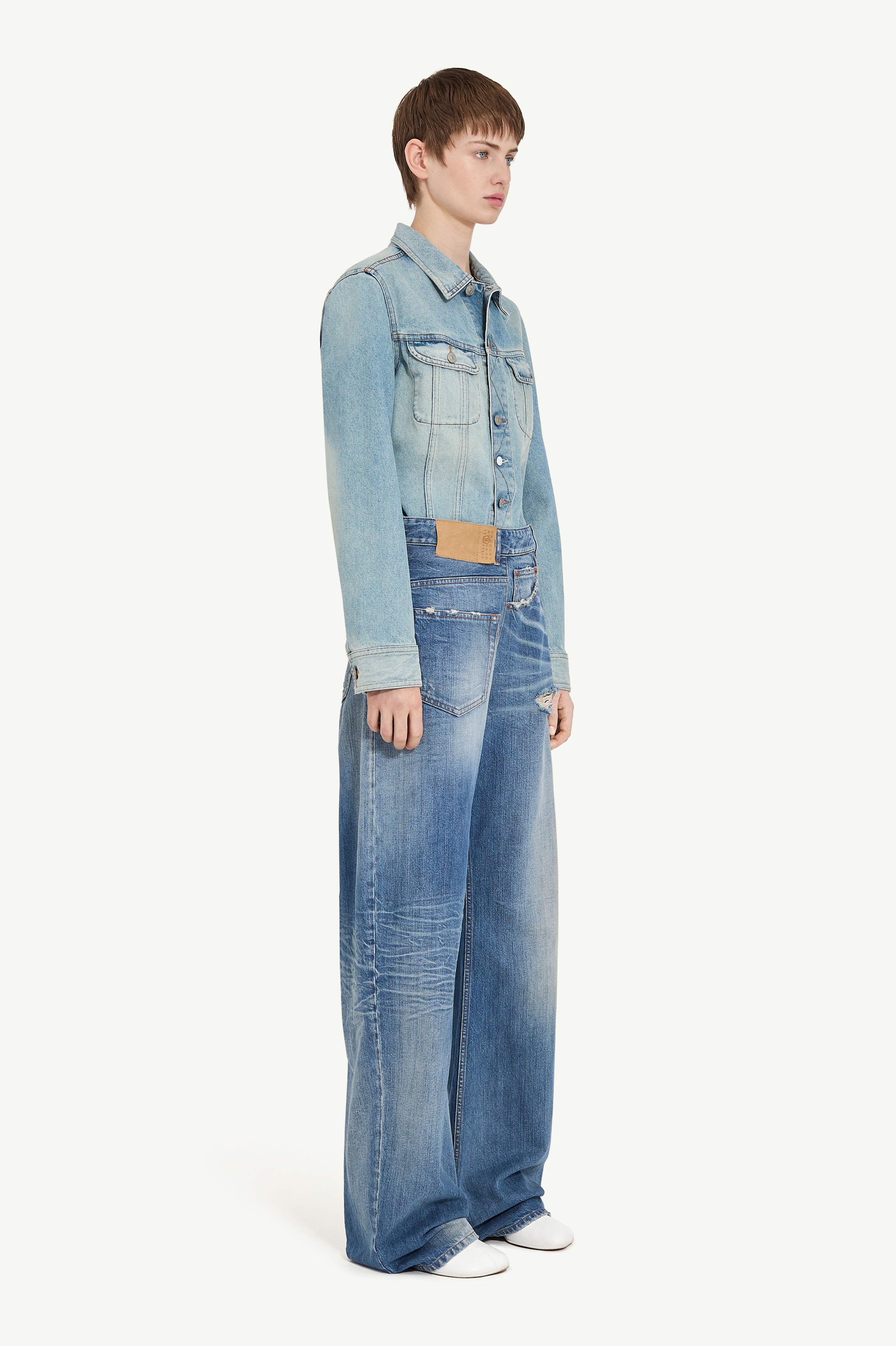 Blue Wide-leg Jeans with Buttons | Maison Margiela Blue Wide-leg Jeans with Buttons | Maison Margiela